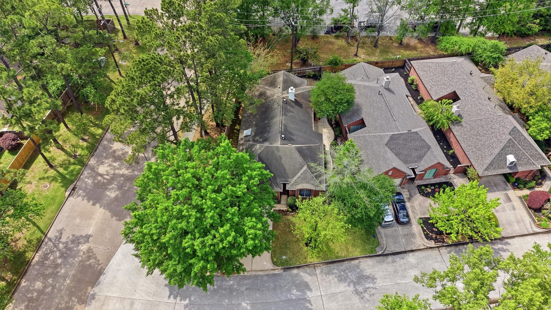 3203 Hickory Brook Lane, Houston, TX 77345 Overhead view showing the homes corner-lot setting.