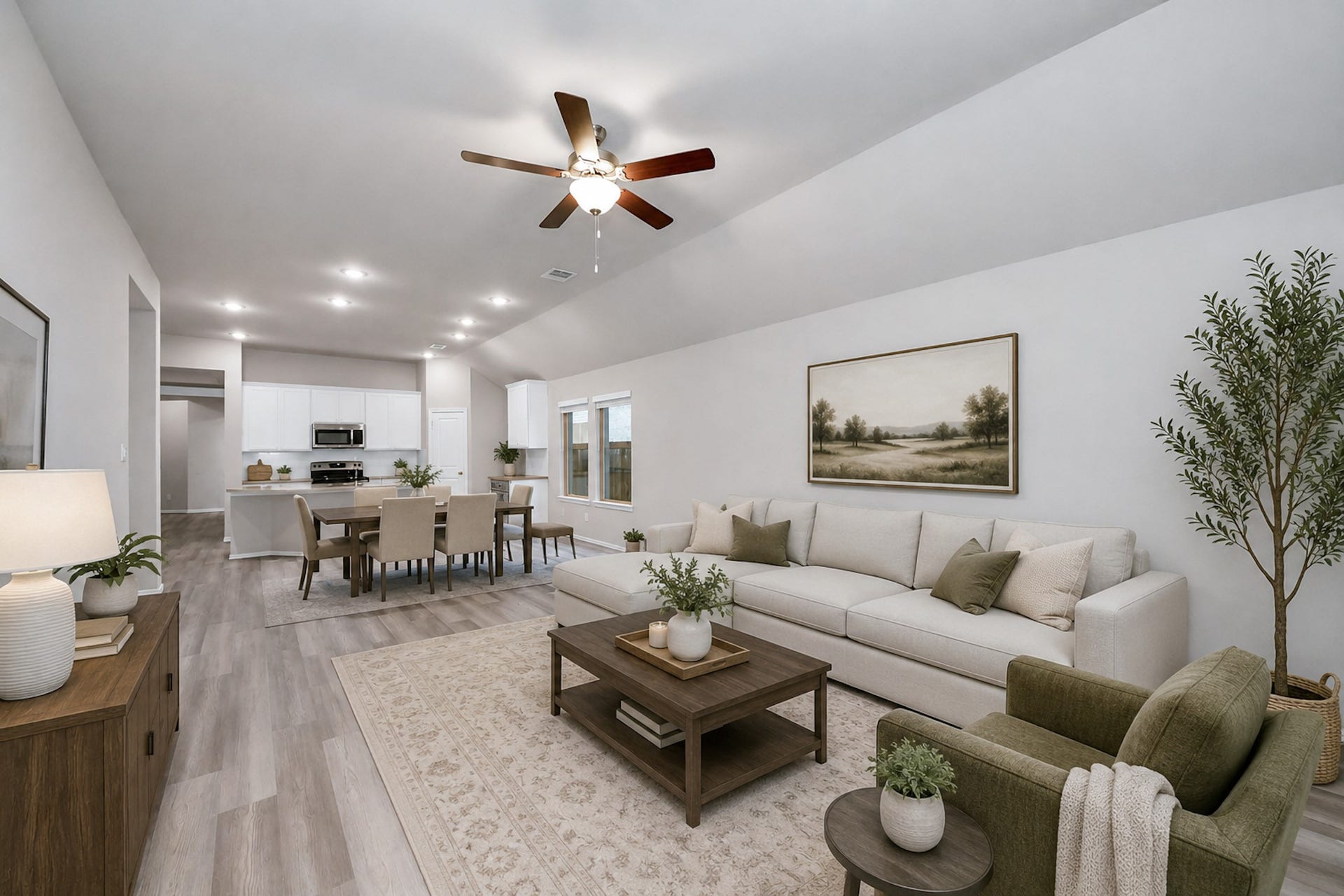 12915 California Palm Court, Cypress, TX 77433 Dining and Living Area - Virtually Staged