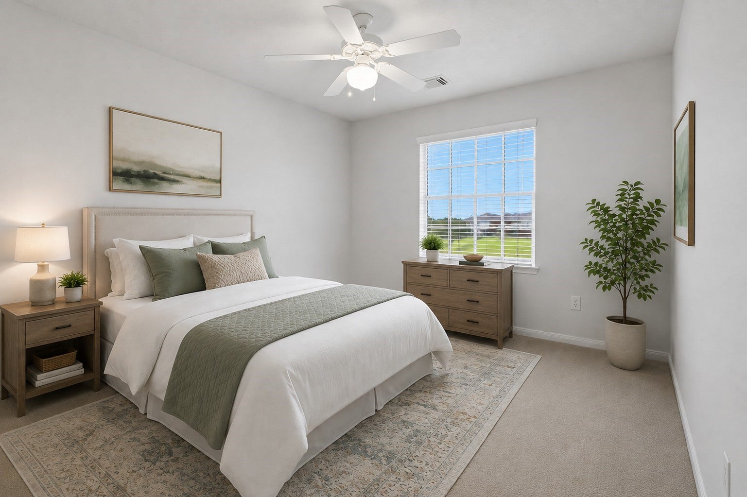 13806 Cove Landing Lane, Rosharon, TX 77583 This secondary bedroom offers generous floor space, natural light, and a ceiling fan for added comfort.**Virtually staged