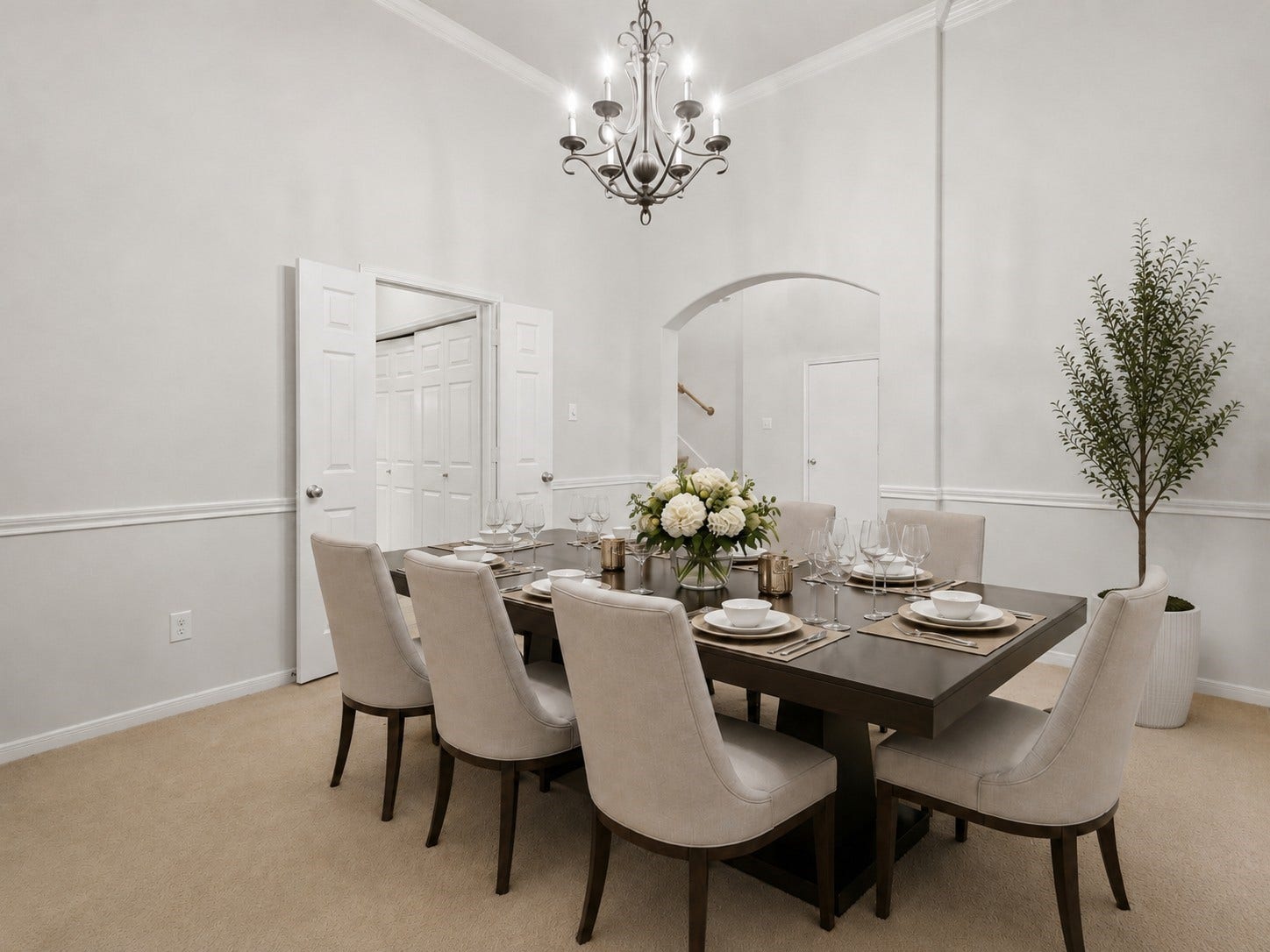 13806 Cove Landing Lane, Rosharon, TX 77583 Another view of the formal dining room highlights its generous proportions, high ceiling, decorative molding, and easy connection to the foyer.**Virtually staged