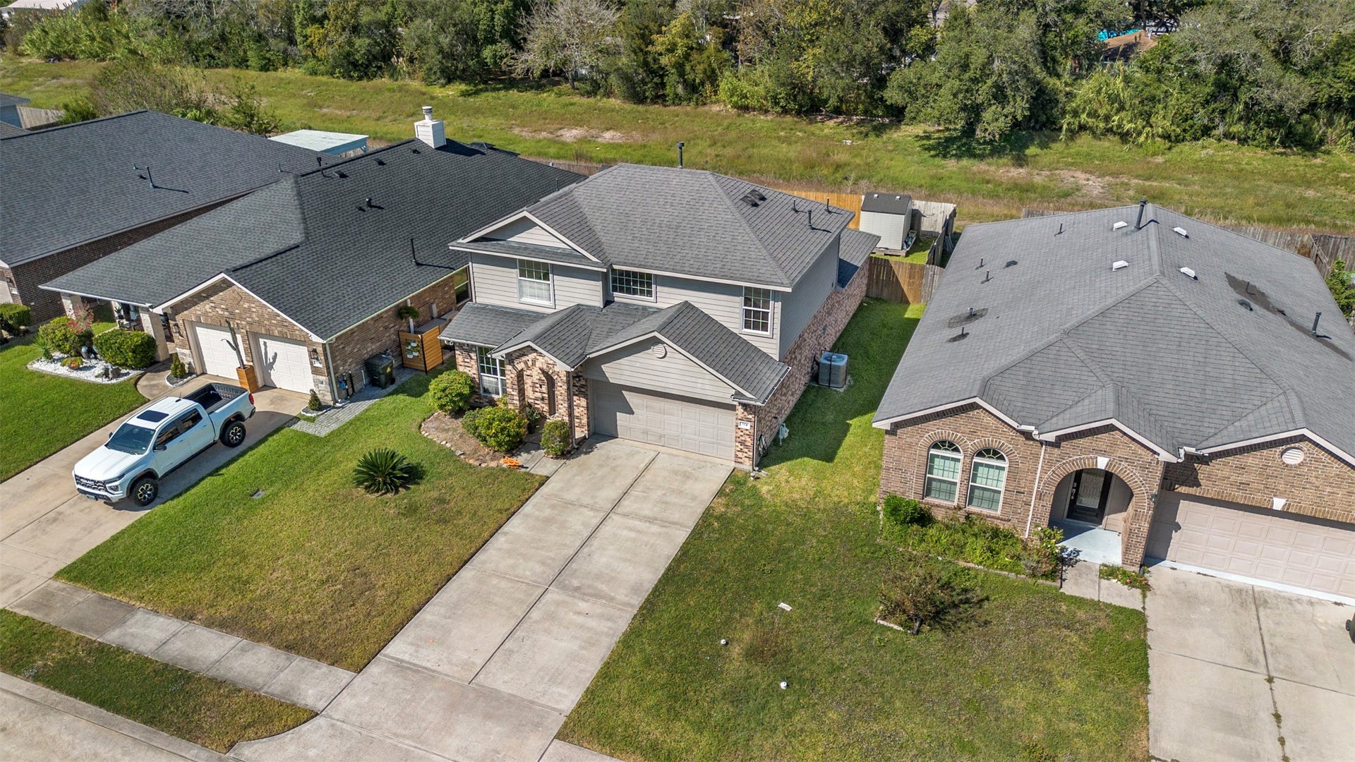 314 Gulf Winds Drive, Bacliff, TX 77518 Ariel view, no back neighbors.