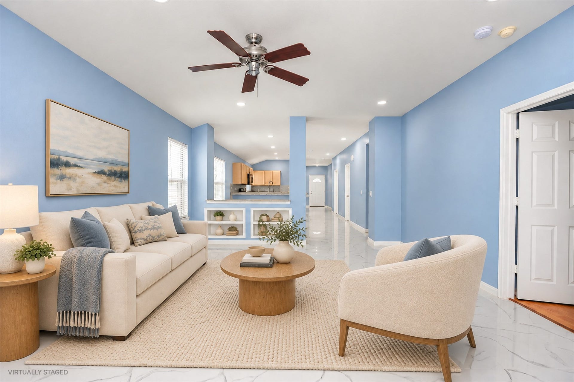 6003 Baldwin Elm St, Richmond, TX 77407 Living Area - AI Staging
***Property is vacant. Photo digitally enhanced with AI; lighting, color, and ceiling appearance adjusted. ***