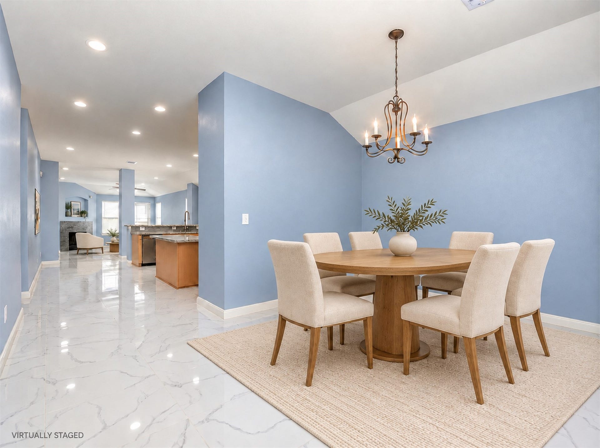 6003 Baldwin Elm St, Richmond, TX 77407 Dining Area - AI Staging
***Property is vacant. Photo digitally enhanced with AI; lighting, color, and ceiling appearance adjusted. ***