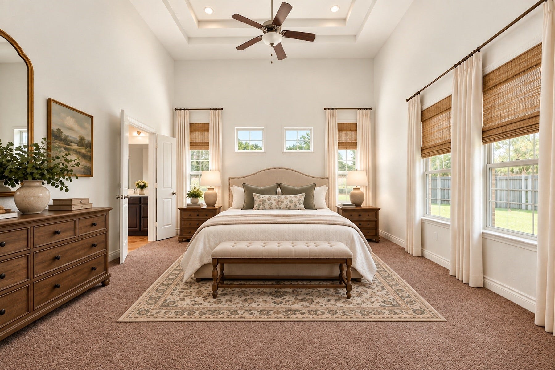 3318 Elizabeth Springs Court, Katy, TX 77494 Expansive primary bedroom with trey ceiling and abundant windows. *virtually staged