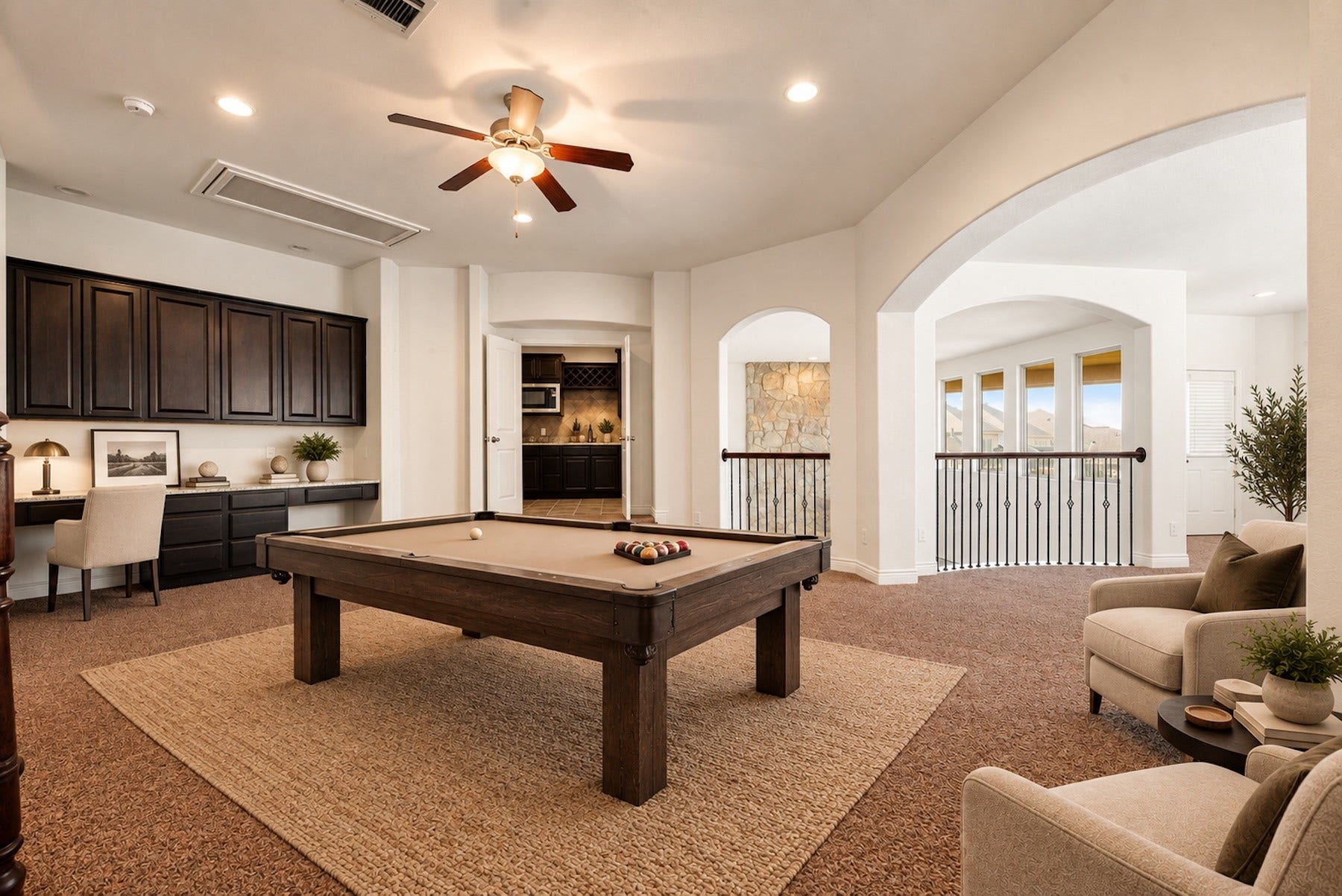 3318 Elizabeth Springs Court, Katy, TX 77494 Upstairs great room with study niche and step-up refreshment center. *virtually staged