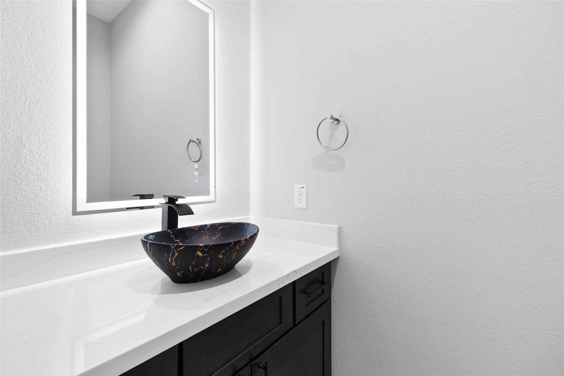 825 Paul Quinn Street, #B, Houston, TX 77091 Your powder bath feels like a designers touchevery detail, from the glowing mirror to the deep blue vessel sink, makes even quick stops feel luxurious.