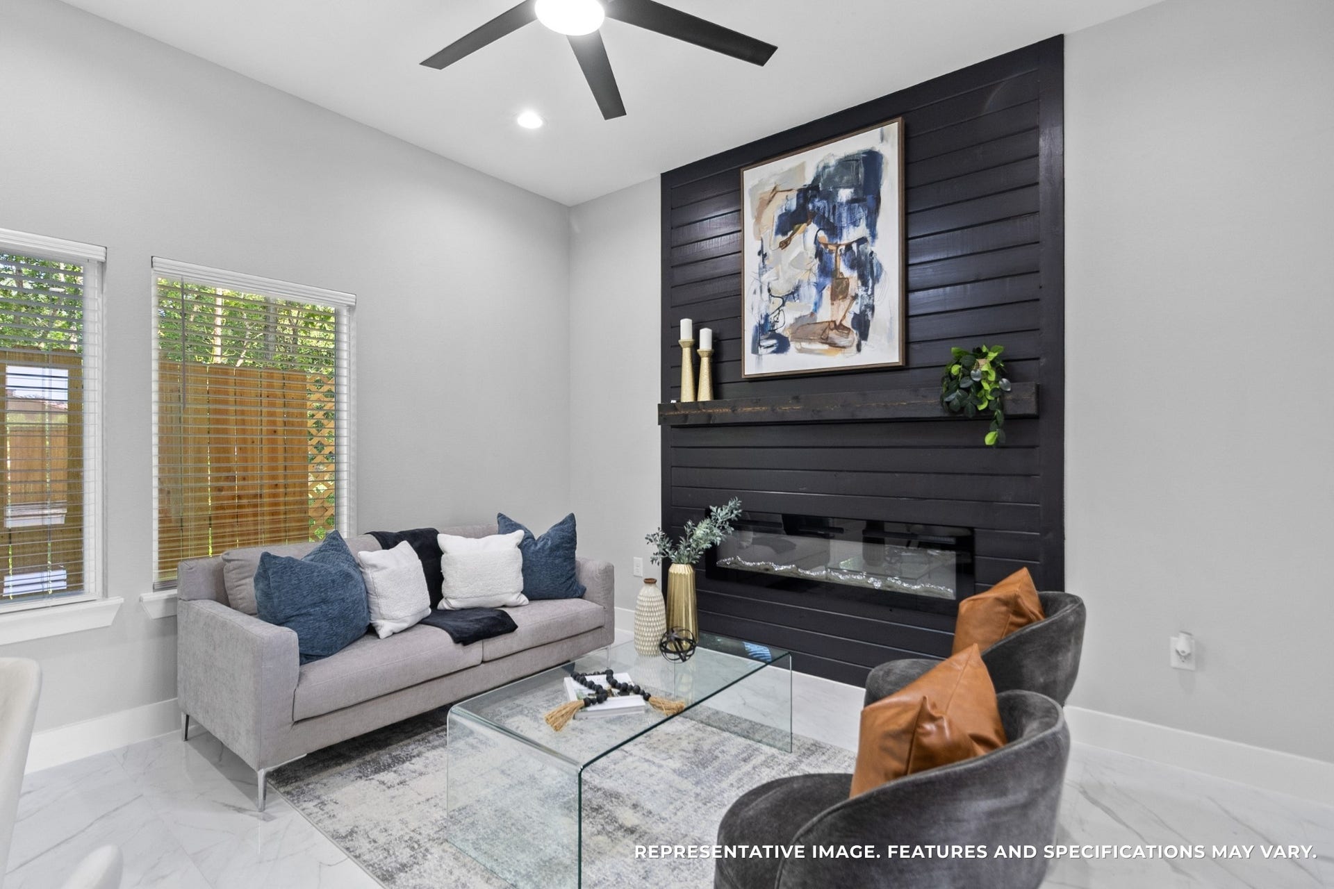 825 Paul Quinn Street, #B, Houston, TX 77091 Evenings are your favorite, curled up by the sleek black fireplace wall, where the modern finish creates the perfect backdrop for family time or quiet nights in.