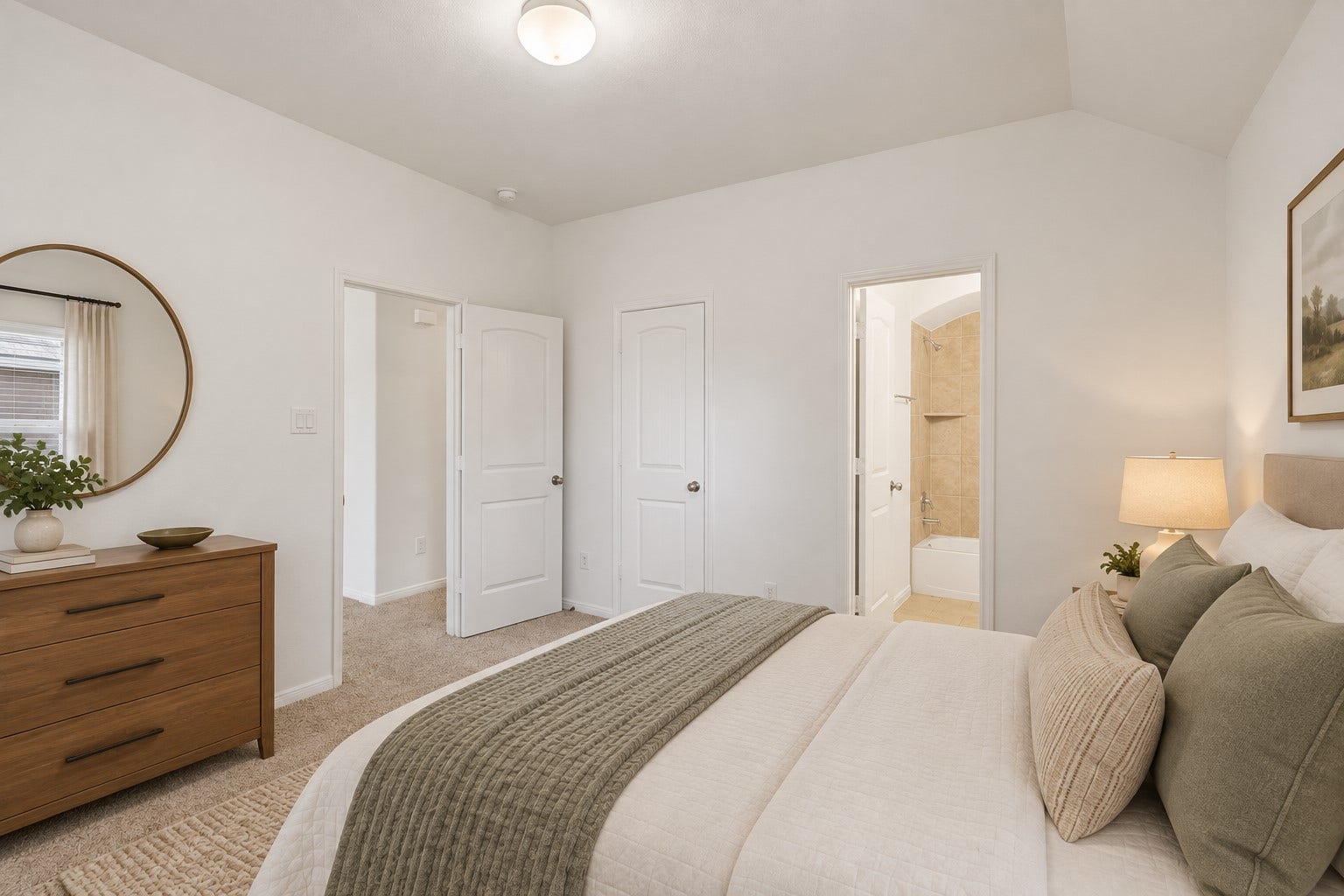 11723 Giovanni Lane, Richmond, TX 77406 Beautiful Guest Suite with Private Bath! This inviting bedroom offers a comfortable layout, plush carpeting, natural light, and generous space for furnishings. The adjoining private bath makes this a wonderful guest suite, providing visitors with their own comfortable and convenient space while staying in your home. *Photo is virtually staged*