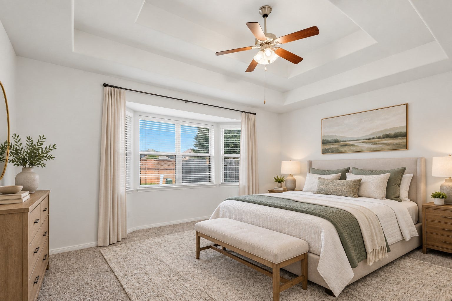 11723 Giovanni Lane, Richmond, TX 77406 A Peaceful Retreat at the End of the Day! The spacious first-floor primary bedroom offers high ceilings, beautiful natural light, and a wonderfully comfortable layout. Large windows brighten the room, while the neutral finishes create a calm and inviting atmosphere. With a direct access toward the primary bath, this is a lovely place to relax and unwind. *Photo is virtually staged*