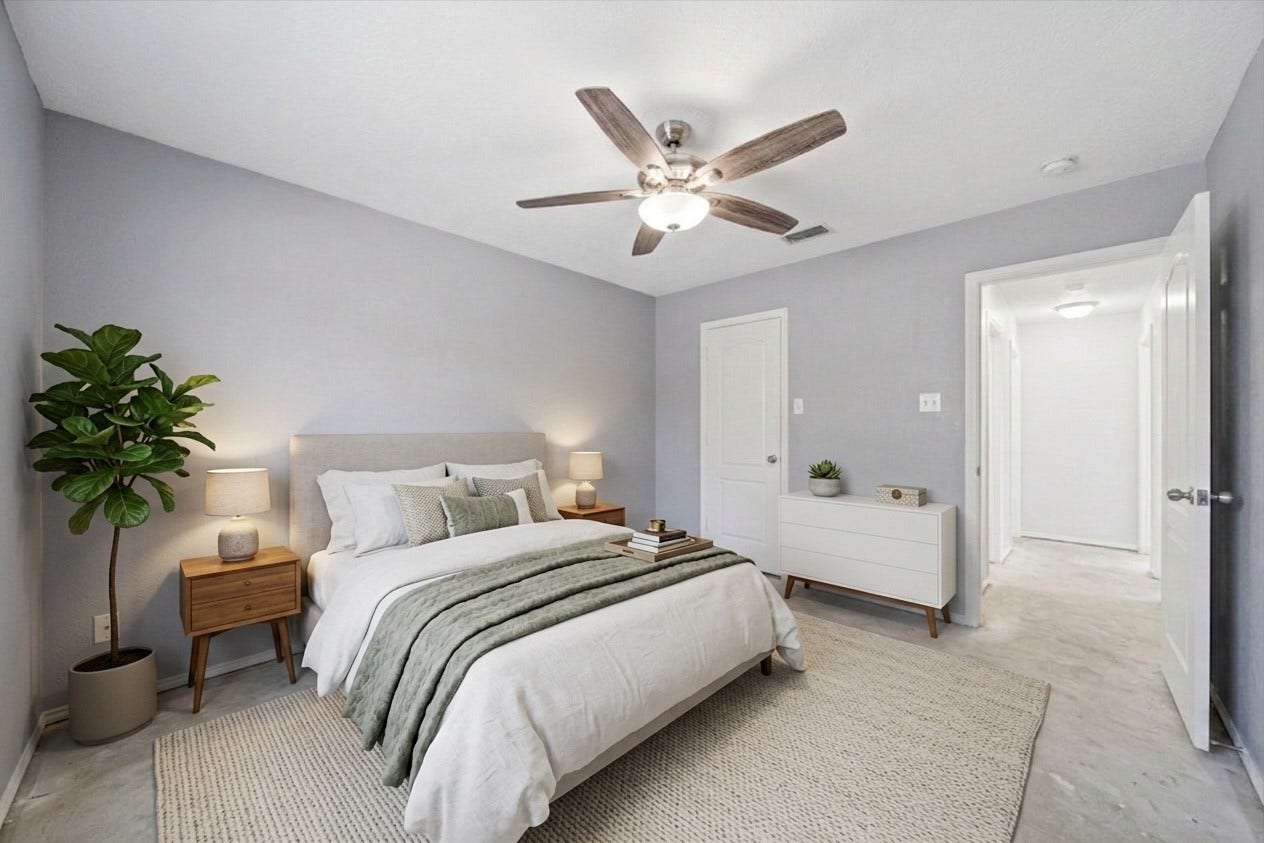 Virtually staged bedroom