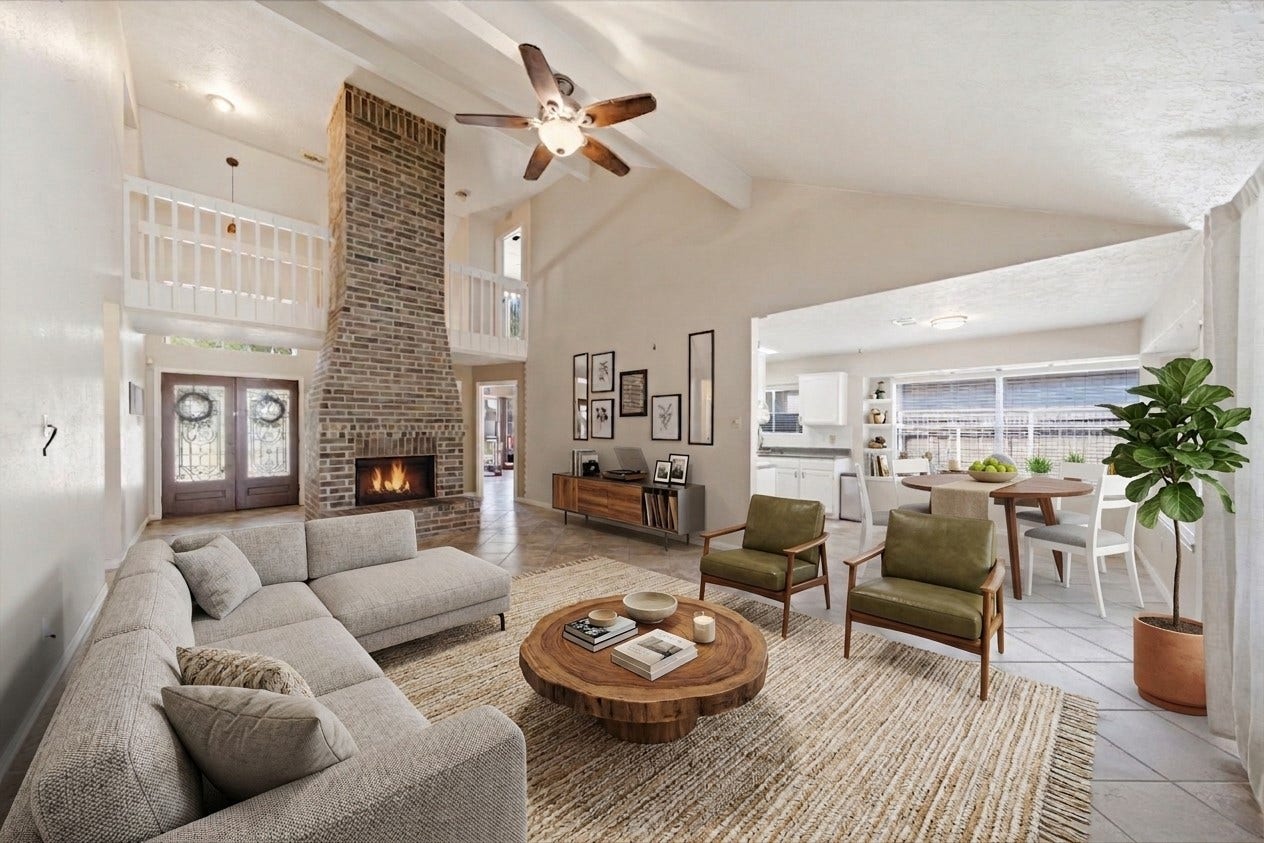 Virtually staged living area