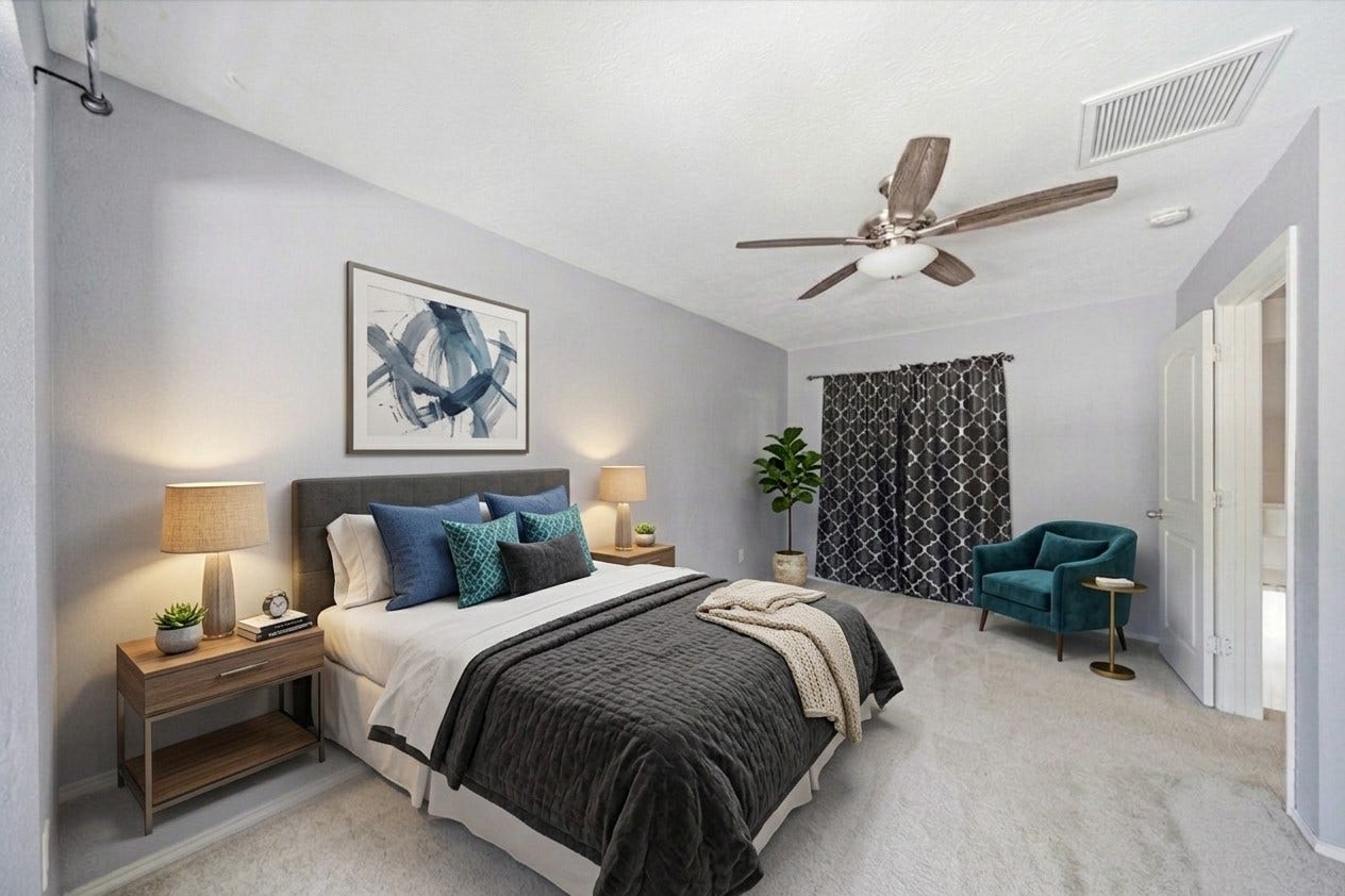 Virtually staged bedroom
