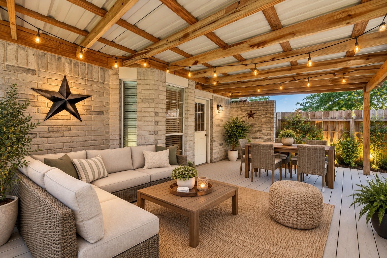 2811 Pheasant Creek Drive, Sugar Land, TX 77498 Virtually staged covered patio illustrates the home's outstanding outdoor entertaining potential.