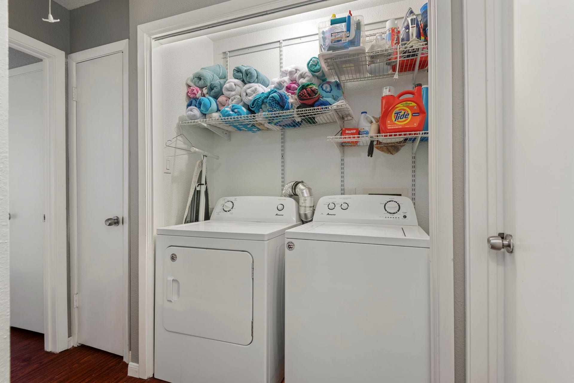 Your in home laundry room is located upstairs with plenty of storage.