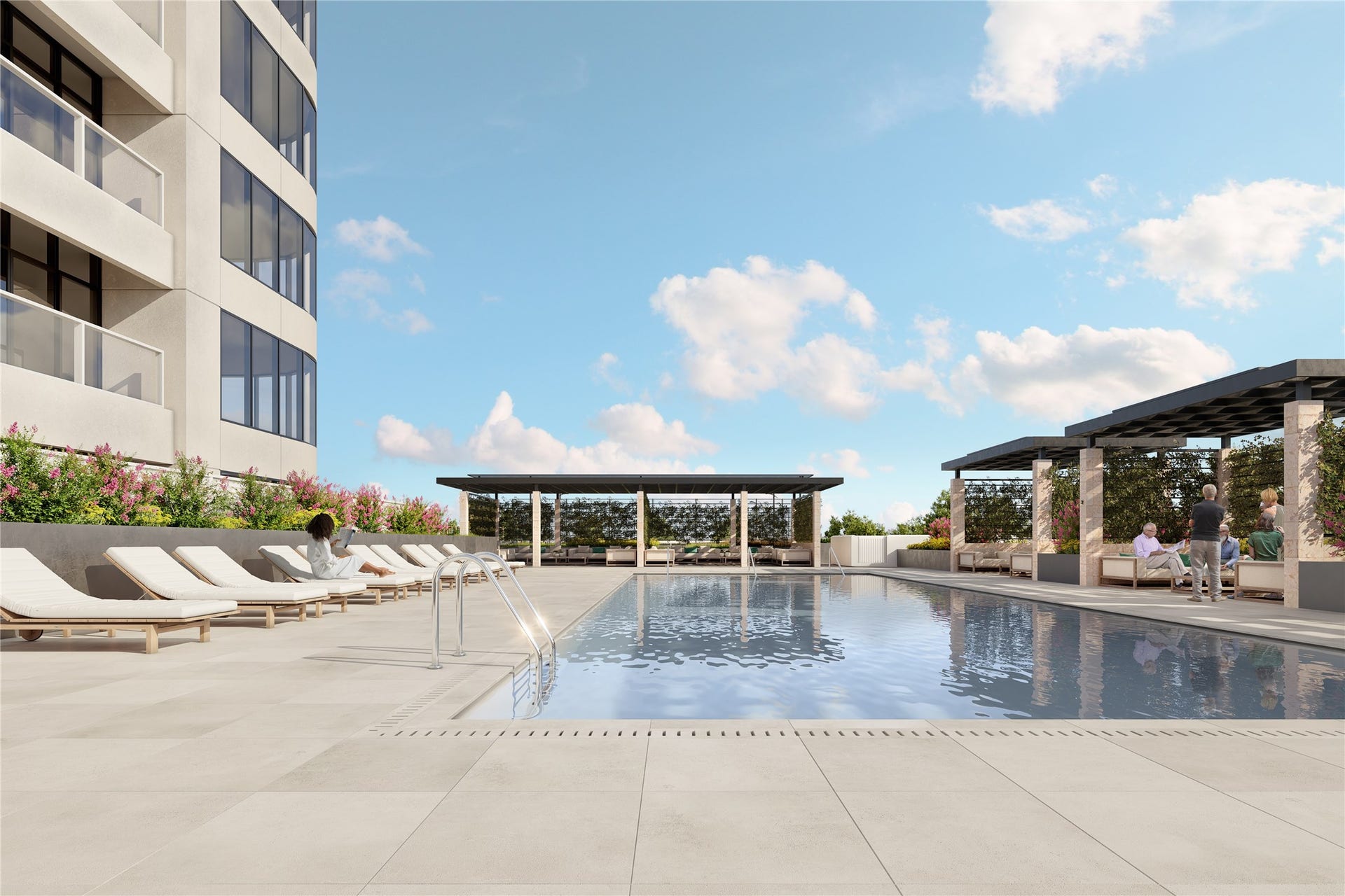 1701 Hermann Drive, #24B, Houston, TX 77004 3rd floor amenity deck boasts a resort style pool with private cabanas.