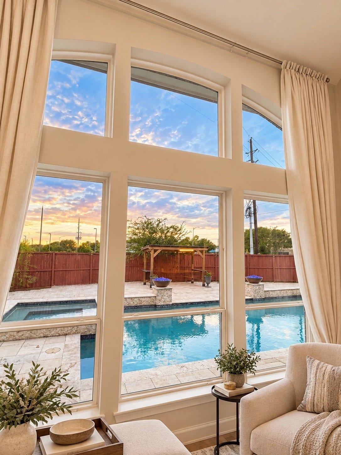 3002 Decker Field Lane, Pearland, TX 77584 beautiful pool with hearted spa - view from the living room