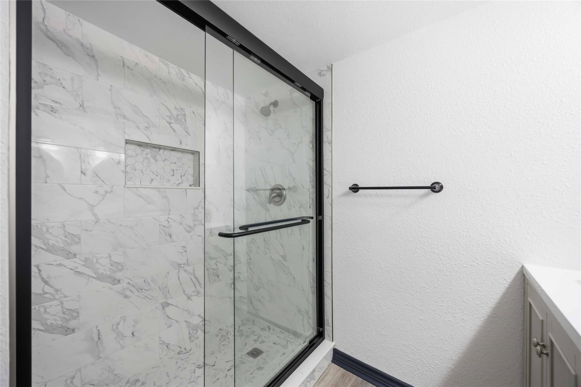 9723 Oldcrest Drive, Stafford, TX 77477 Closer view of the large walk-in shower.