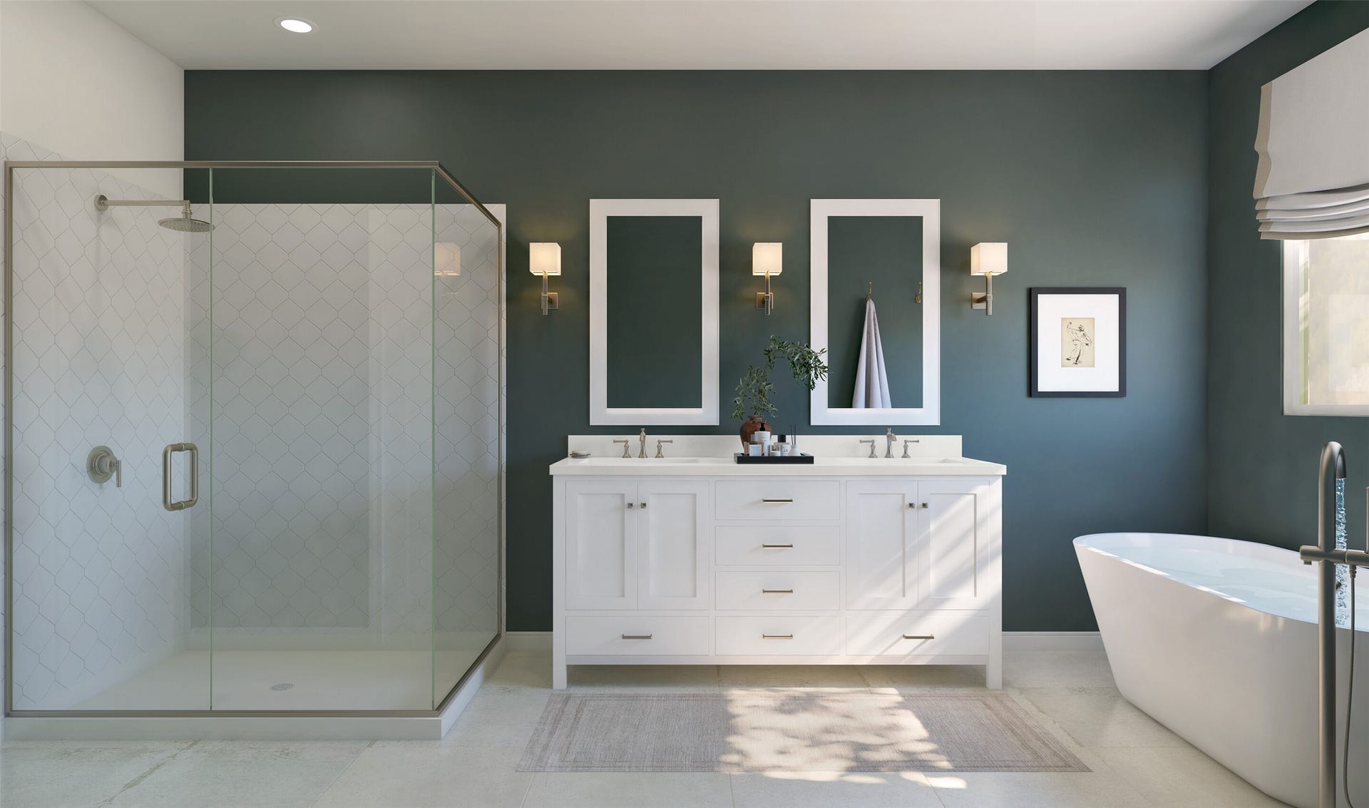3041 Poplar Bluff Road, Magnolia, TX 77363 Relaxing primary bath (*Artist rendering used for illustration purposes only. Colors/finishes may differ from the ones currently selected in the home.)