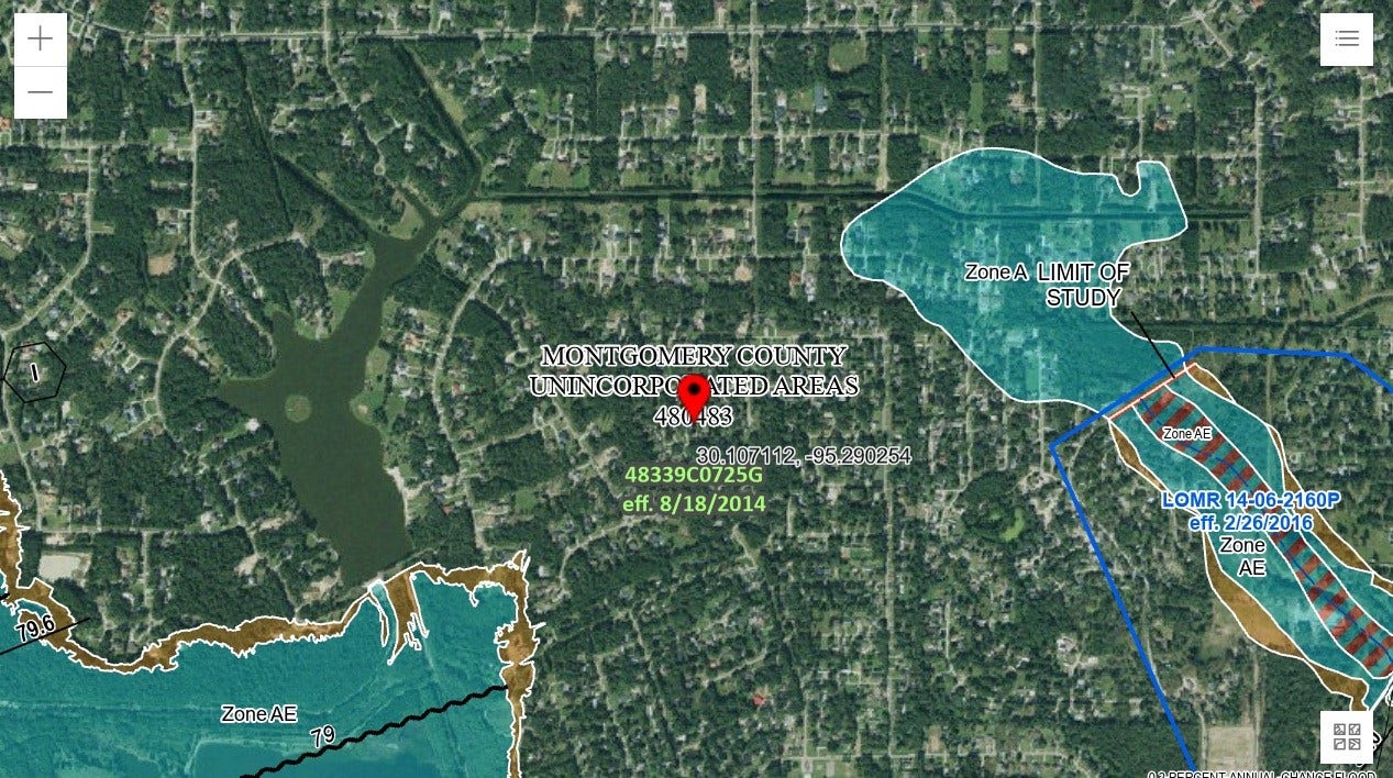18614 Clover Path Lane, Porter, TX 77365 FEMA Flood Map Zone X