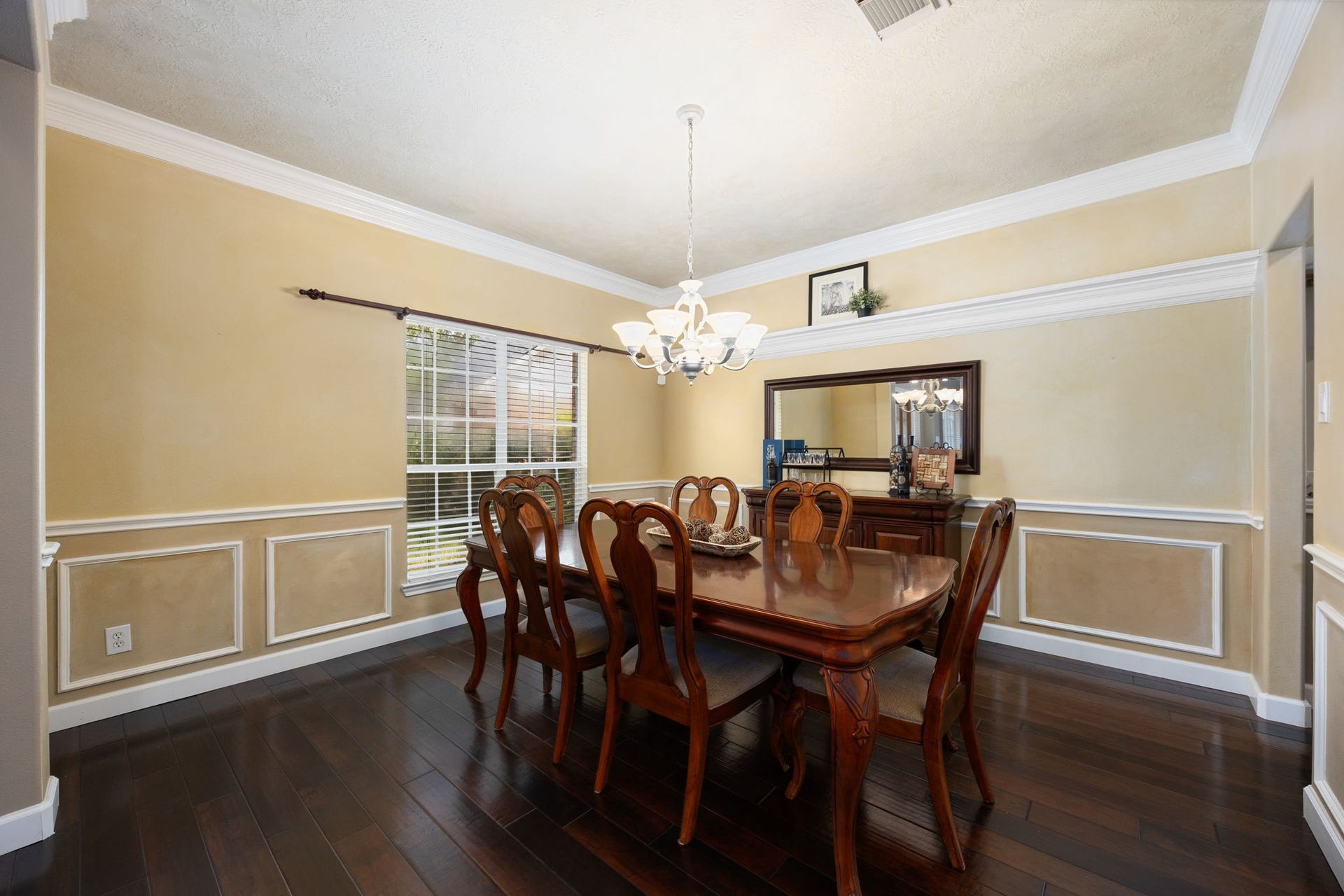 1427 Queens Bay Drive, Katy, TX 77494 The formal dining room creates an elegant space perfect for hosting.
