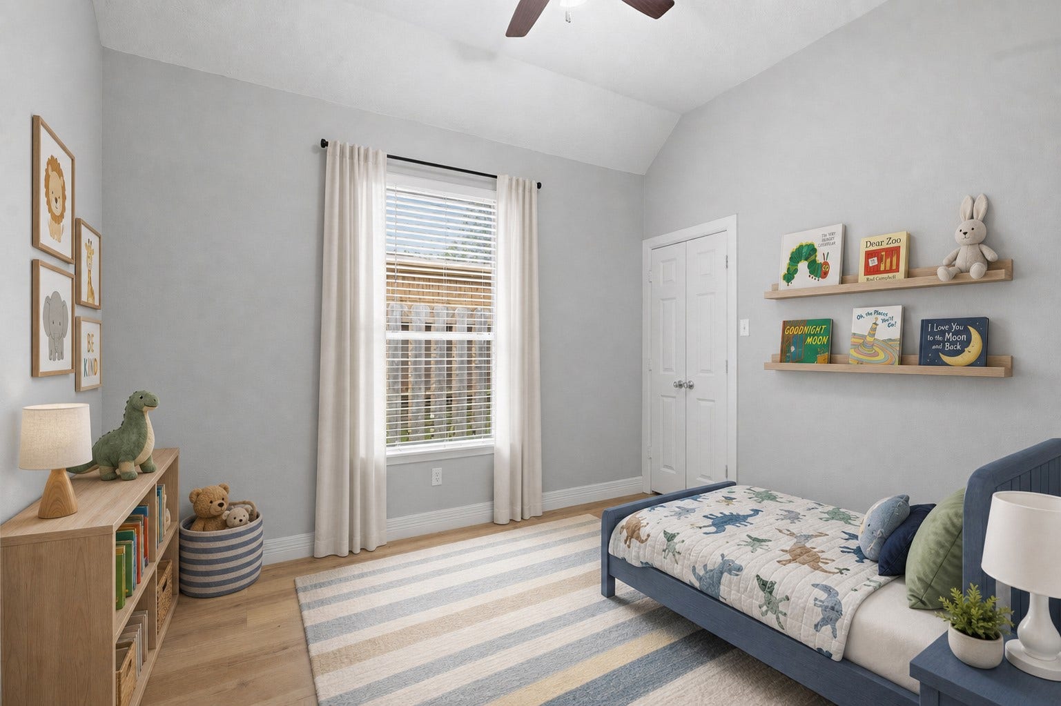 Follow the hallway adorned with gorgeous large-plank luxury wood-look vinyl flooring as it leads you to the two spacious guest bedrooms. The beautiful flooring continues throughout, adding warmth, style, and easy maintenance to this thoughtfully designed home. Photo is Virtually Staged.