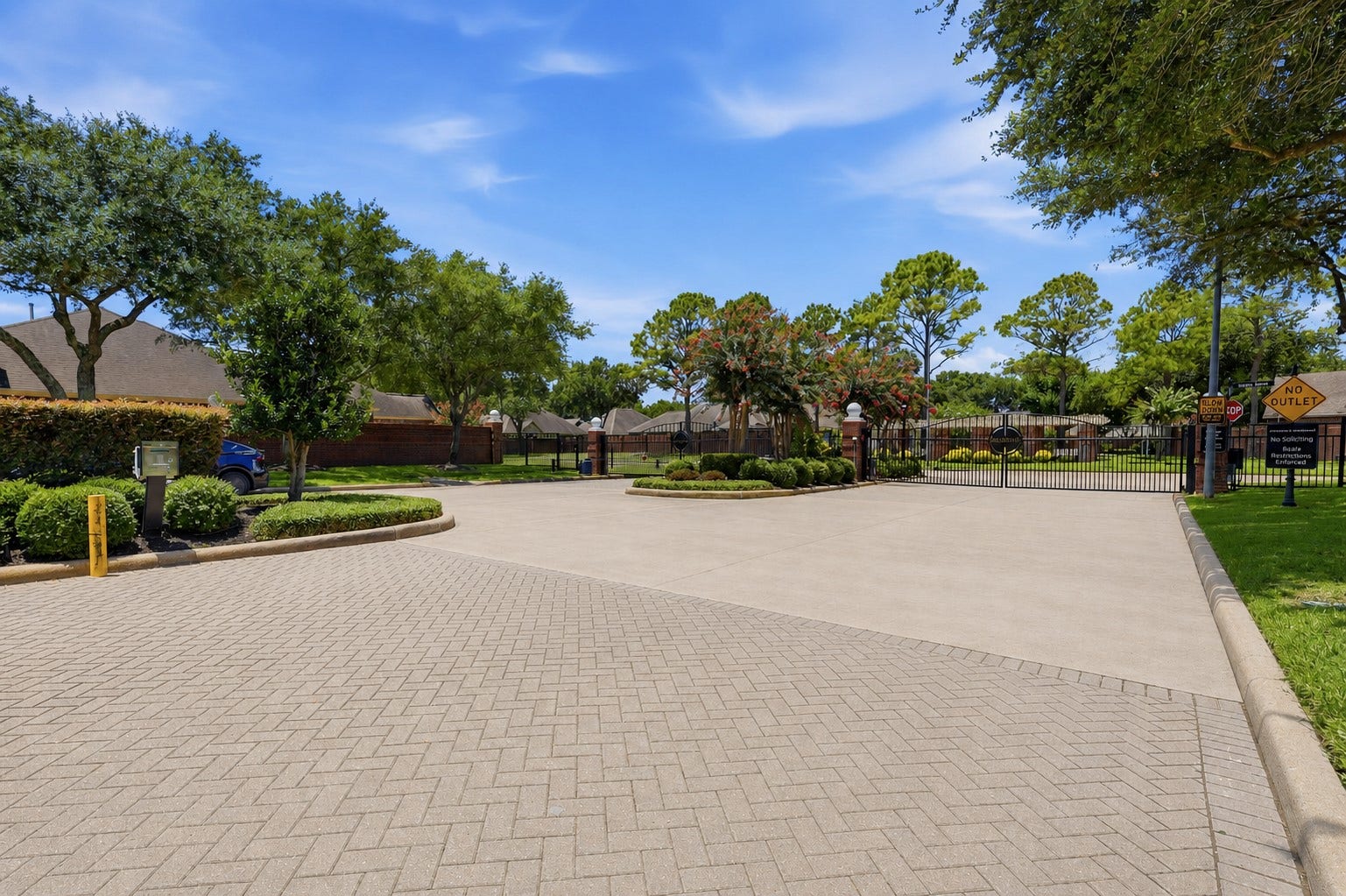 Welcome home through the stunning entrance to this charming, gated community, where mature trees and beautifully maintained surroundings create a warm and inviting atmosphere. Enjoy the privacy, tranquility, and natural beauty that make this cozy neighborhood such a wonderful place to call home.
