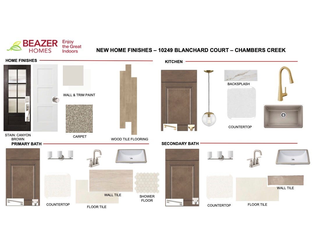 Home finishes for 10249 Blanchard Court.