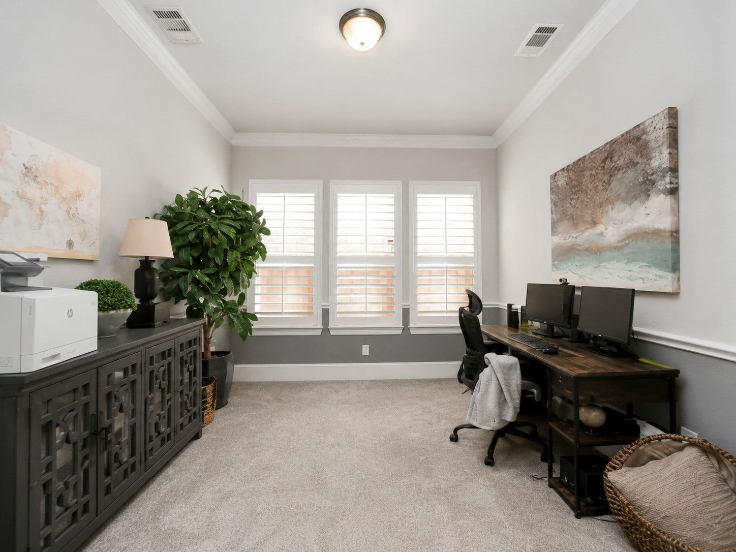 Take a look at this French door enclosed study.