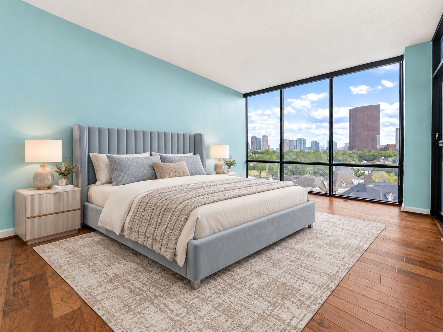 1111 Bering Drive, #706, Houston, TX 77057 Virtually staged photo of the primary bedroom