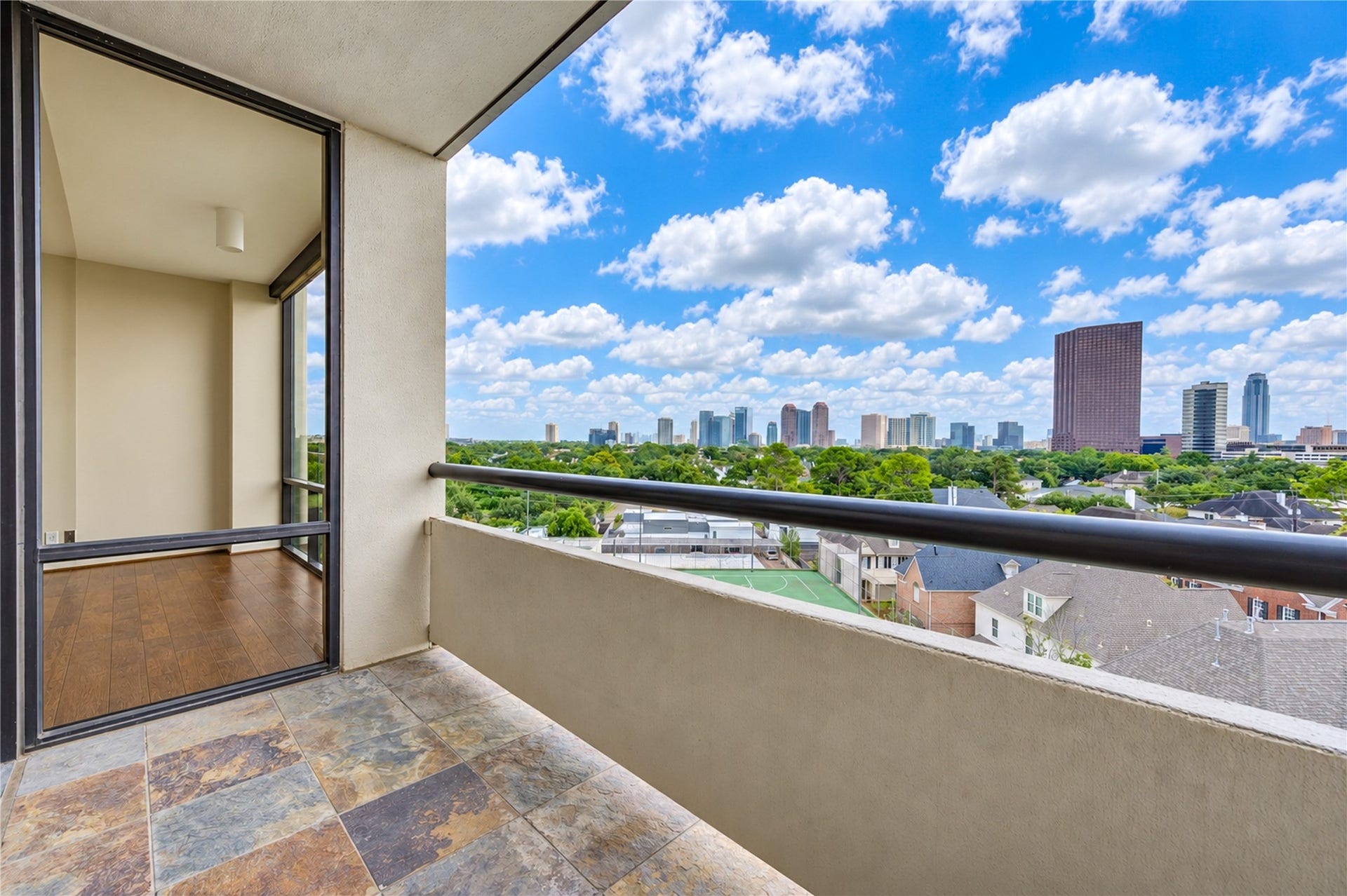 1111 Bering Drive, #706, Houston, TX 77057 The balcony by the living room/dining room space