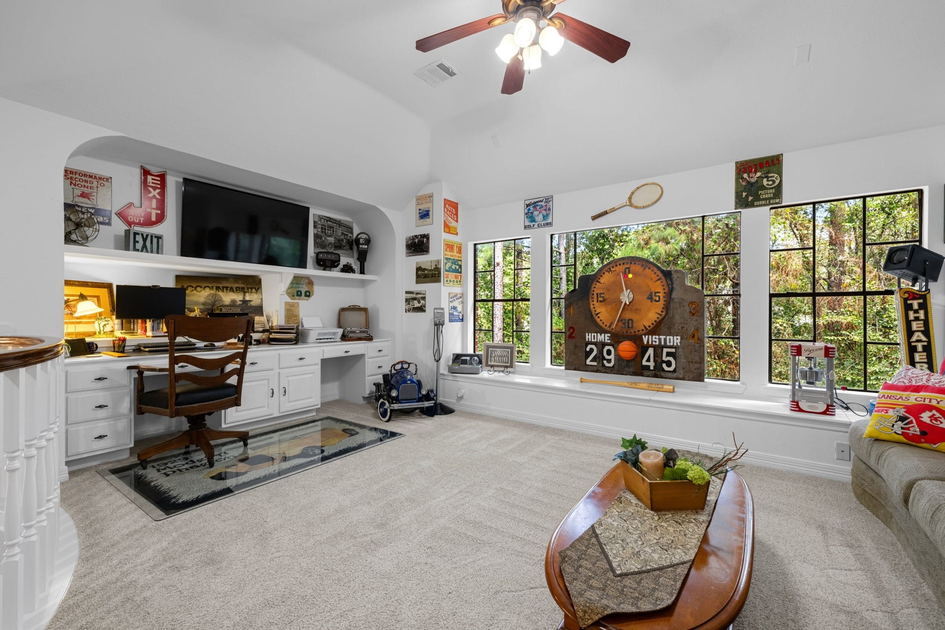 Large game room upstairs for watching sports or enjoying movie nights