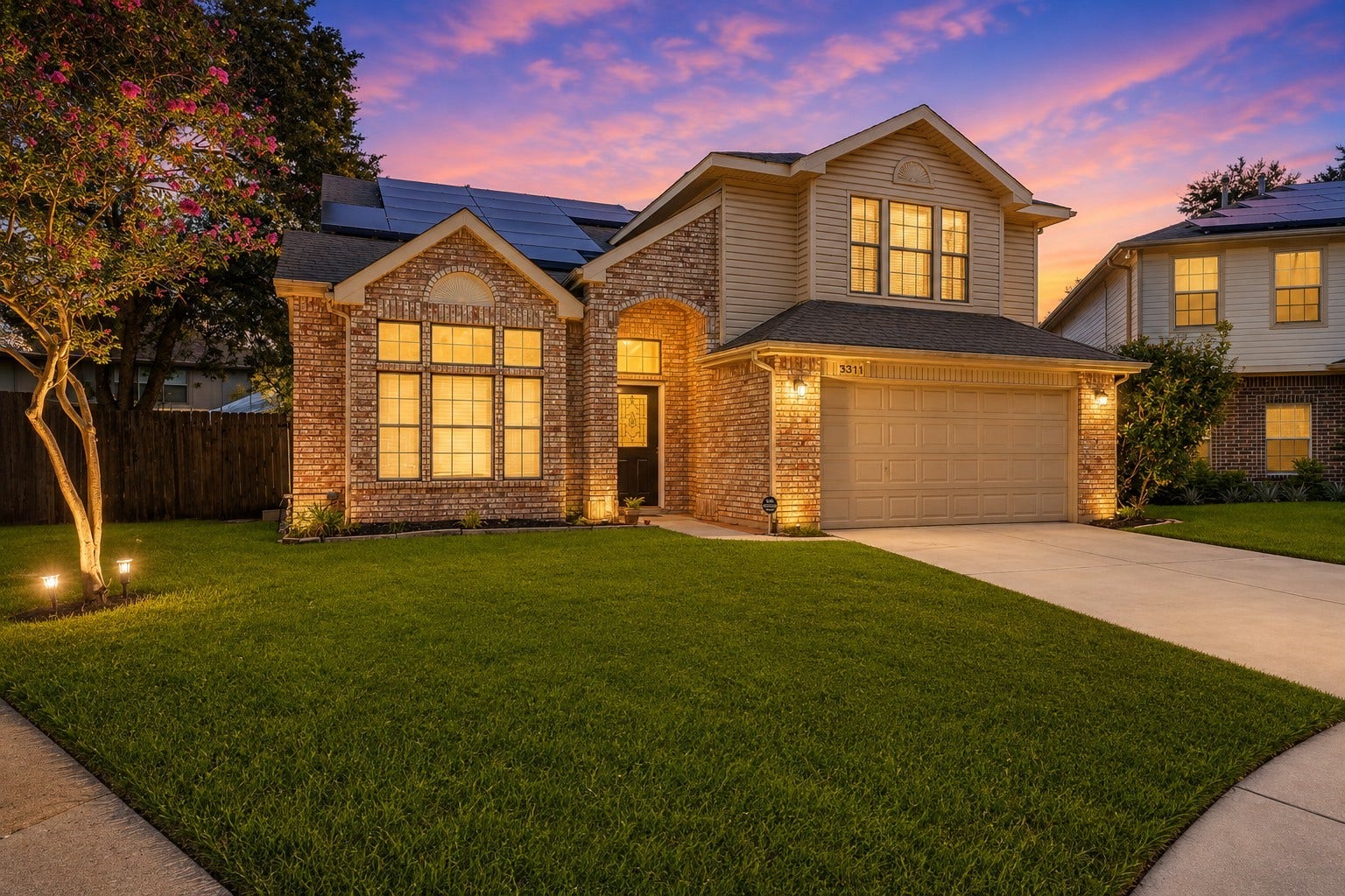 3311 Richmond Ferry Court, Richmond, TX 77406 Solar panels provide an additional energy-efficient feature, completing the homes attractive and functional exterior.