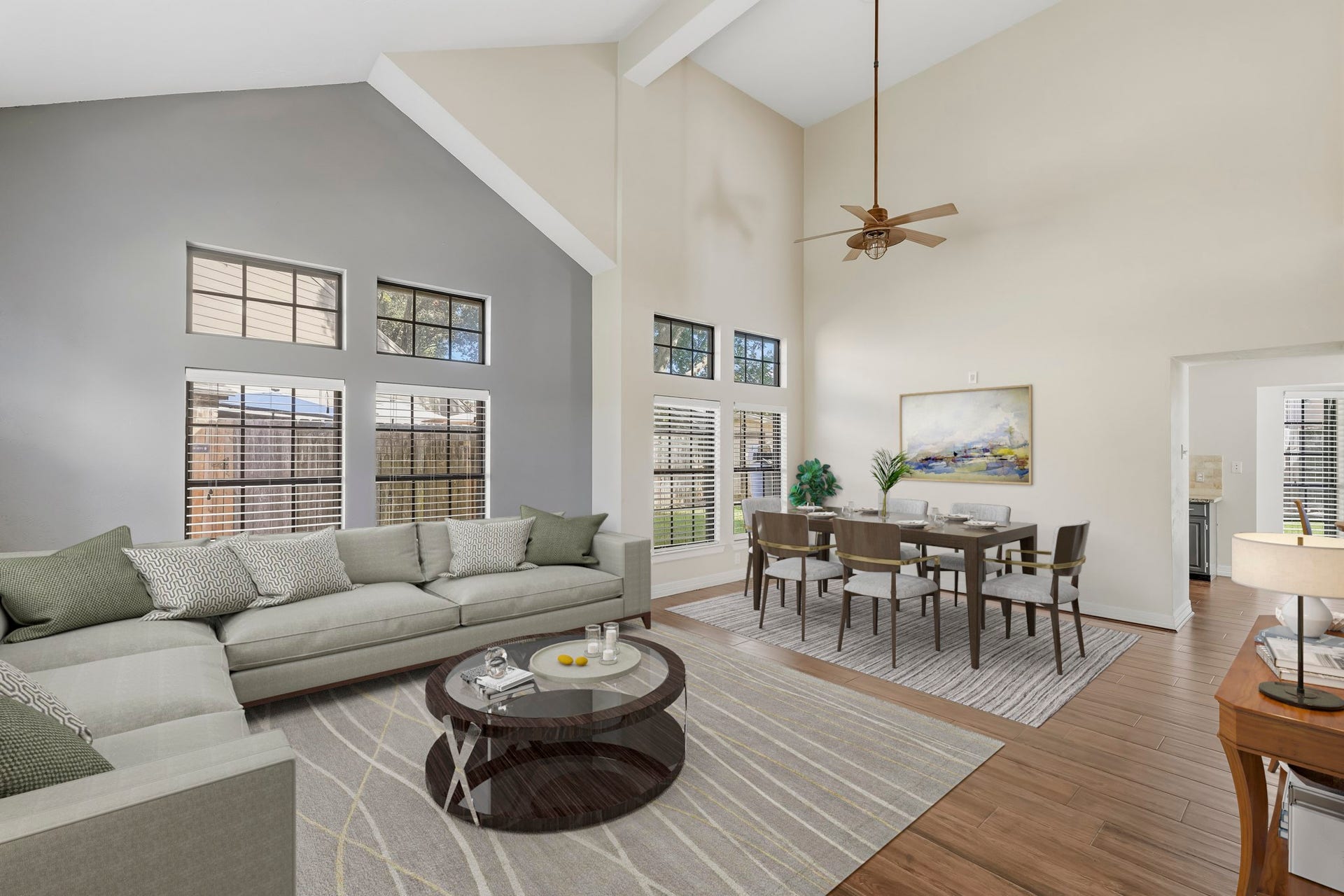 3311 Richmond Ferry Court, Richmond, TX 77406 Virtually Staged: The spacious layout provides distinct areas for comfortable everyday living and formal dining while maintaining an open, connected feel ideal for entertaining.