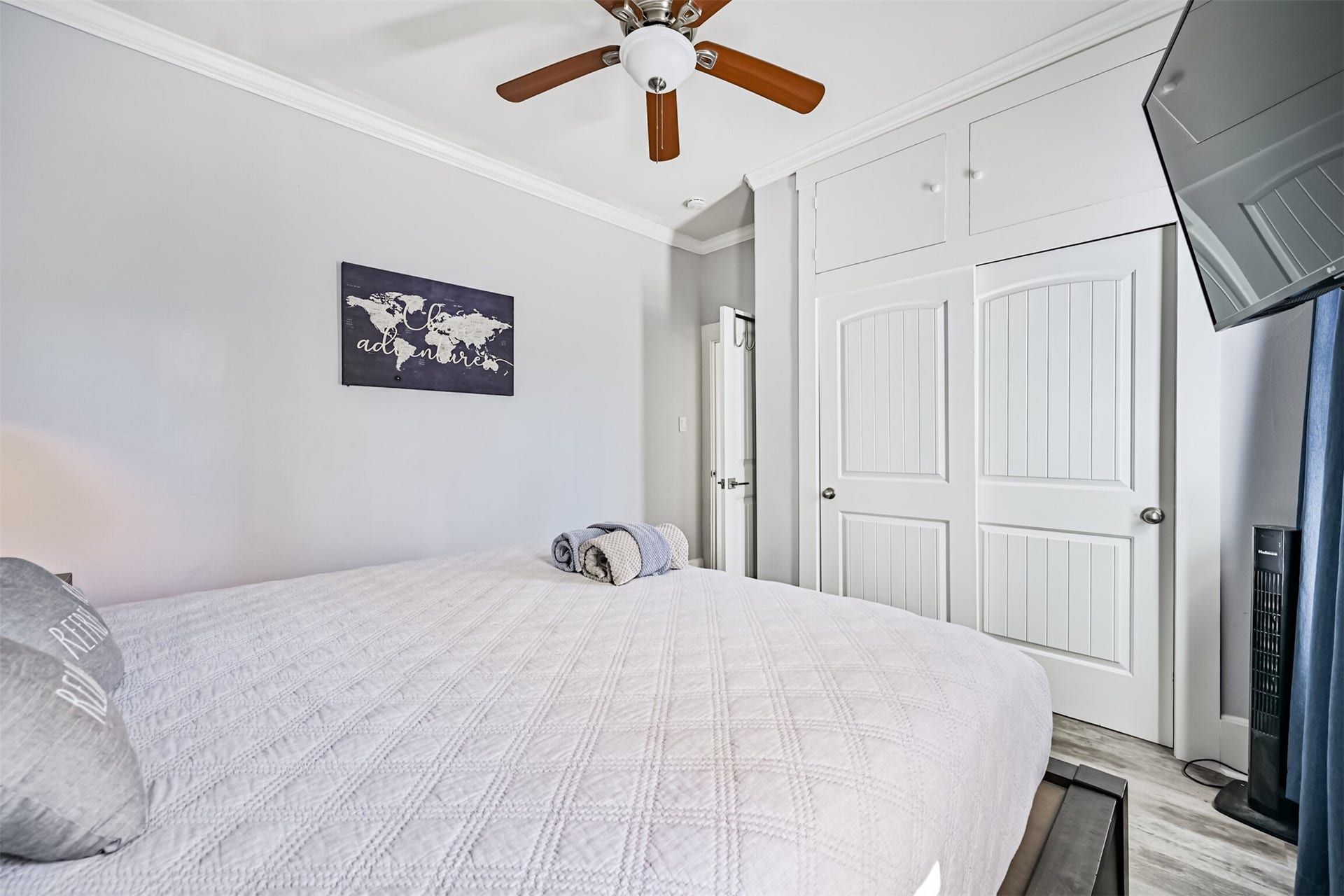 1419 39th Street, Galveston, TX 77550 The Rear Primary Bedroom has Enough Space for a King-Size Bed! Note the Upgraded Doors in this Home!