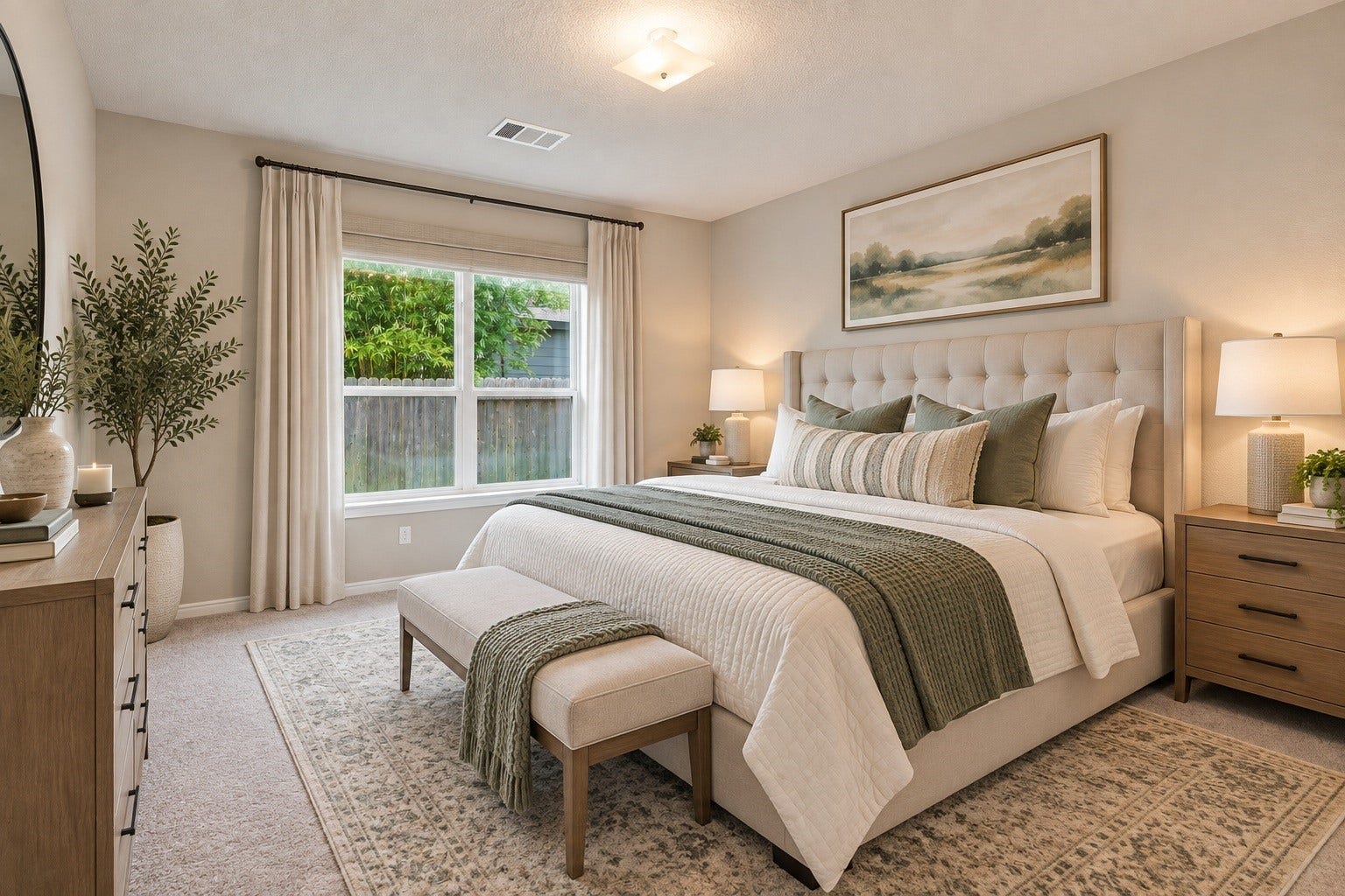 2307 Northern Great White Court, Katy, TX 77449 Virtually Staged: A bright primary bedroom designed with a focus on space and functional layout. Featuring plush carpeting, neutral wall tones, and direct views of the backyard, this peaceful retreat.