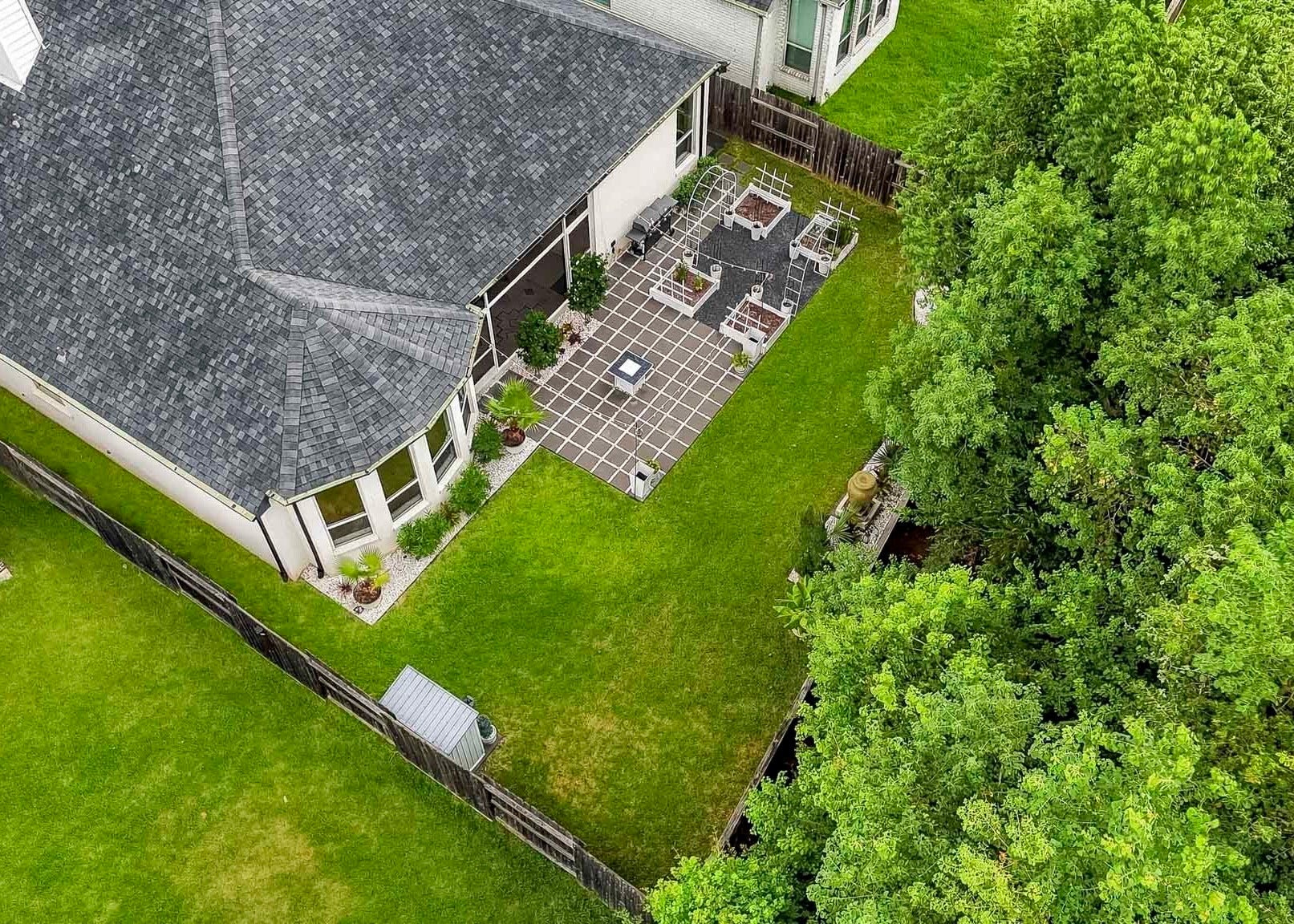 2514 Heritage Park Drive, Missouri City, TX 77459 From above, take in sweeping views of the beautifully designed backyard framed by the serene natural beauty of the adjoining nature preserve.