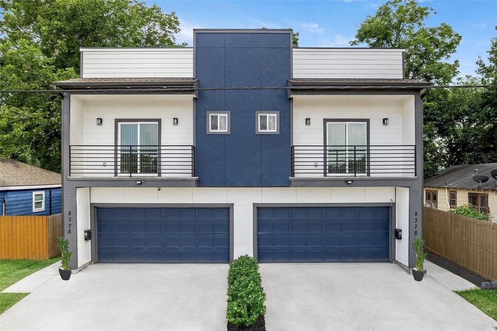 837 W Little York Road, Houston, TX 77091 Contemporary Northwest Houston multifamily property featuring modern architecture, private entrances, and attached garages.