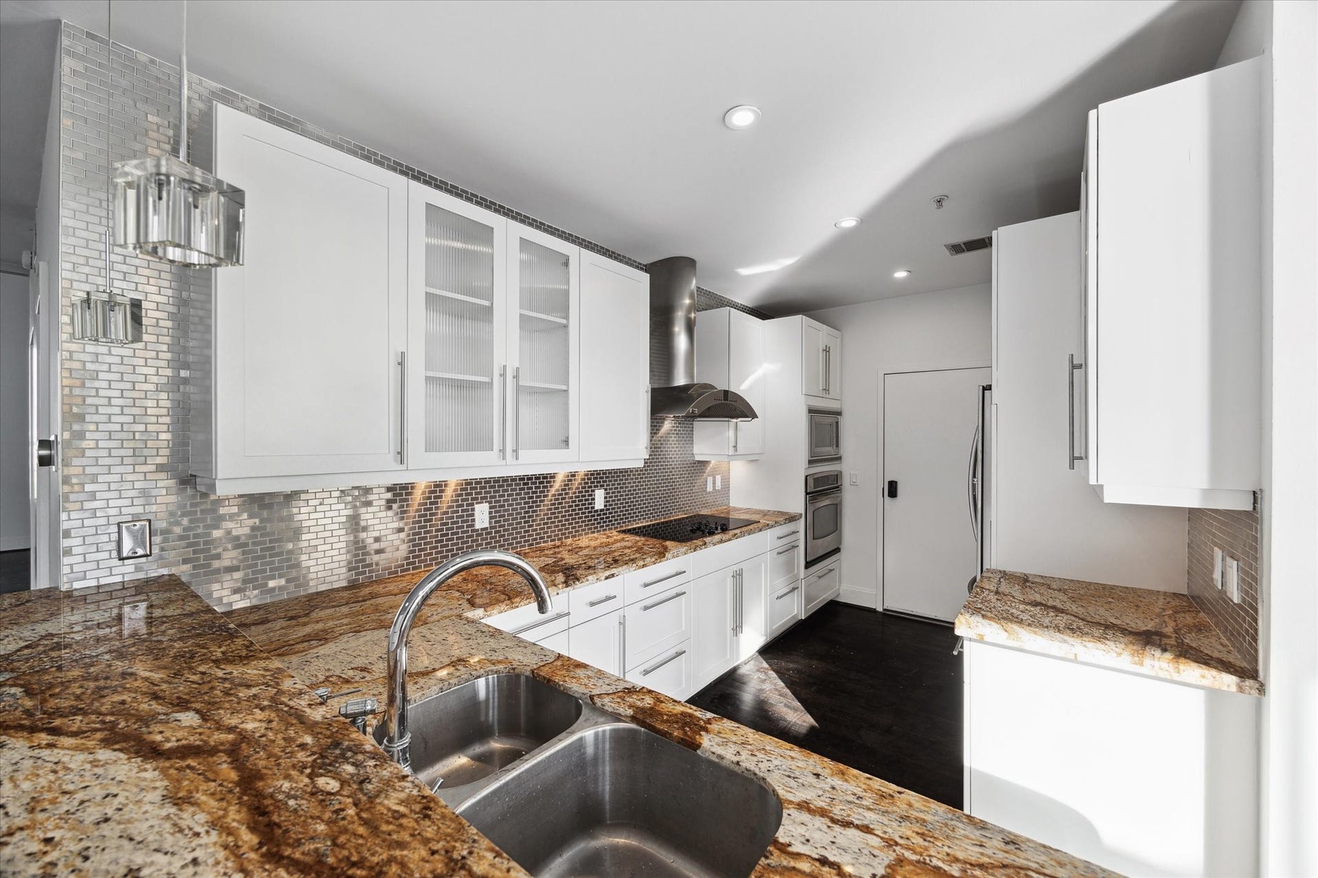 Open kitchen with lots of counter space.
