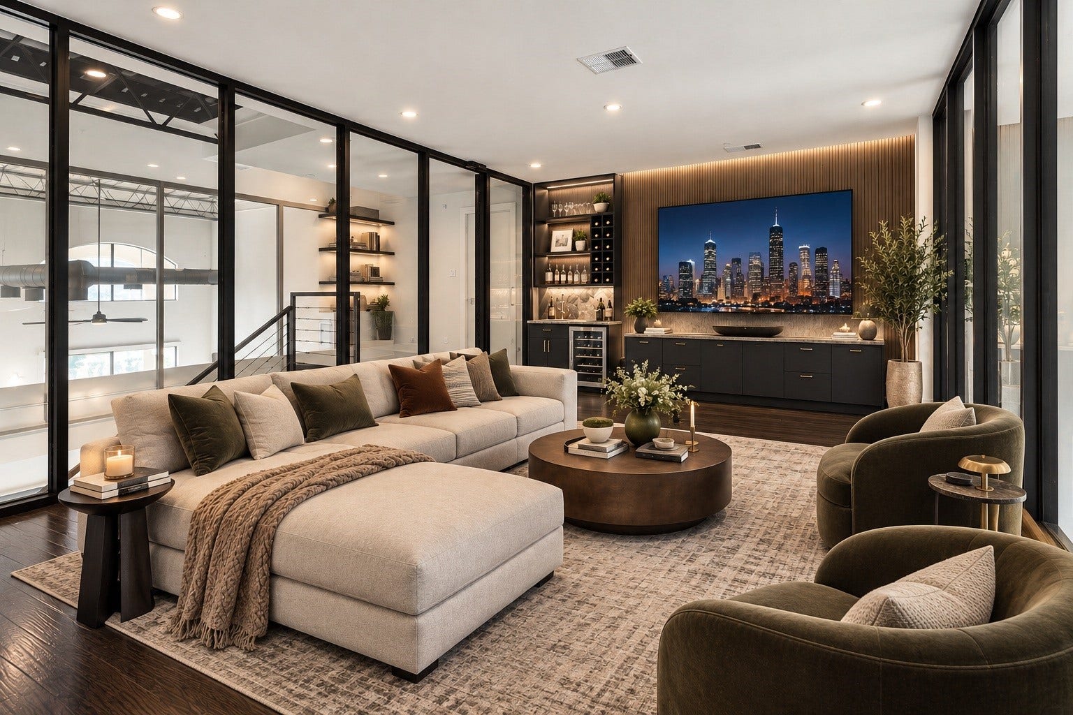 [Virtually Staged] Secondary primary bedroom, home office or private entertaining area.