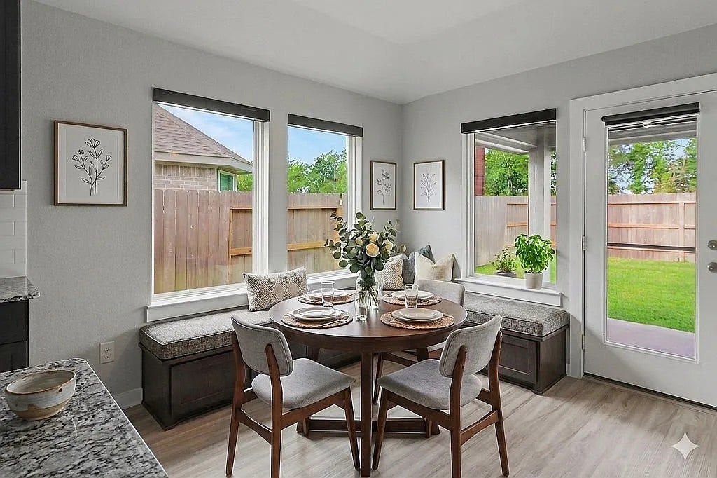 5122 Harvest Season Lane, Pearland, TX 77584 Dining area virtually staged
