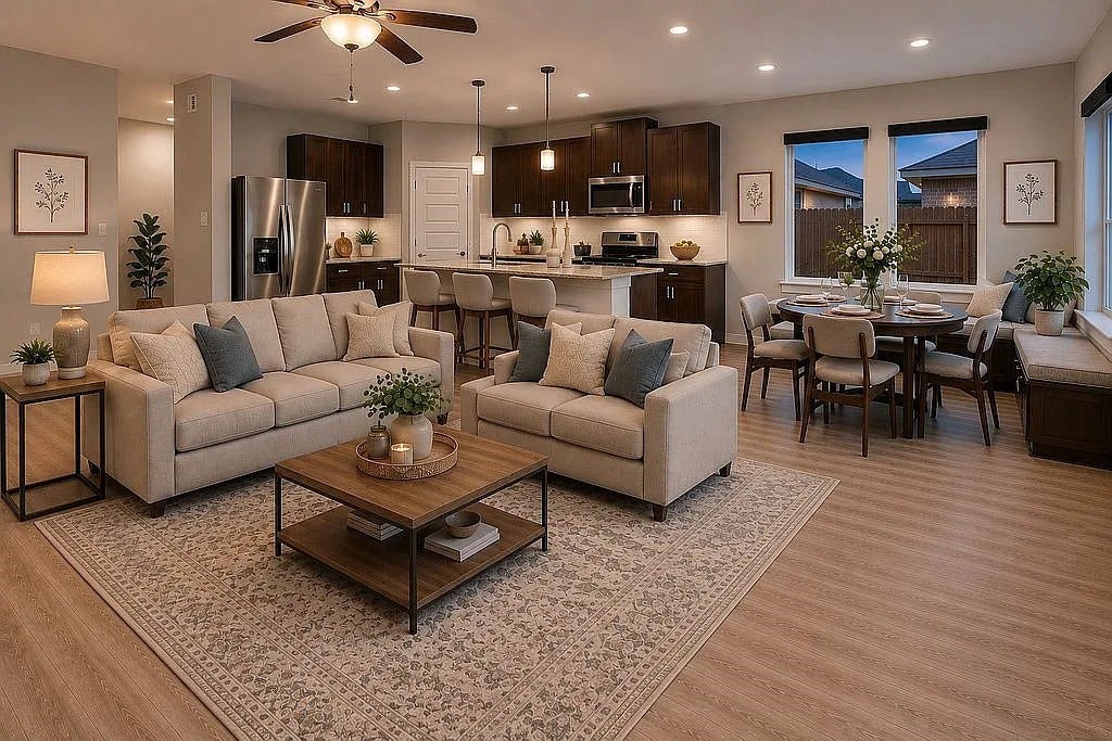 5122 Harvest Season Lane, Pearland, TX 77584 Living room virtually staged