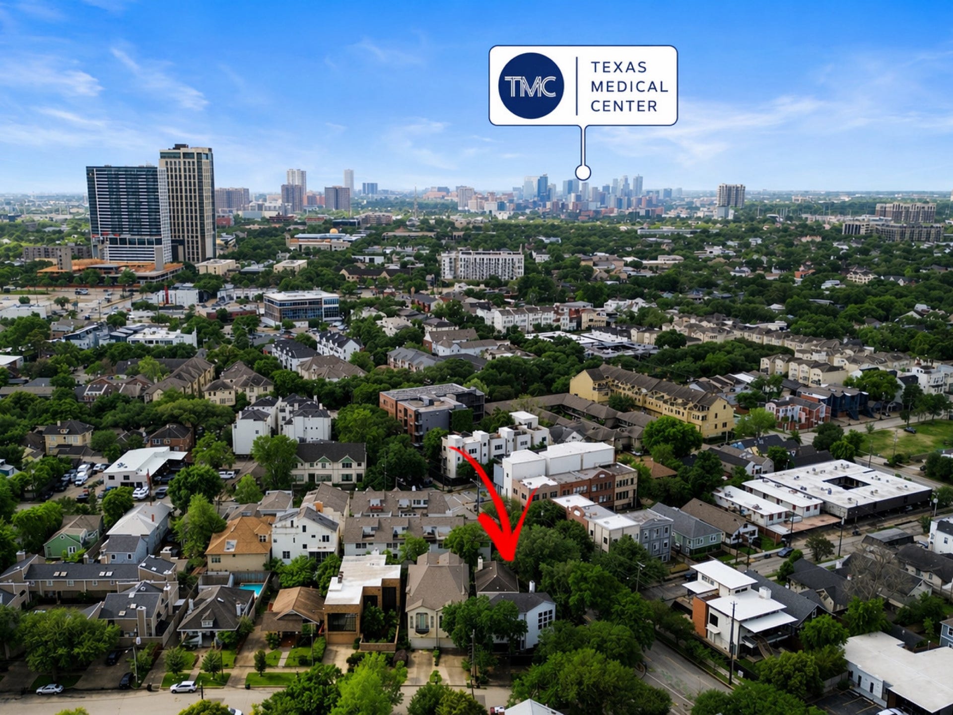 Aerial view of the medical center.