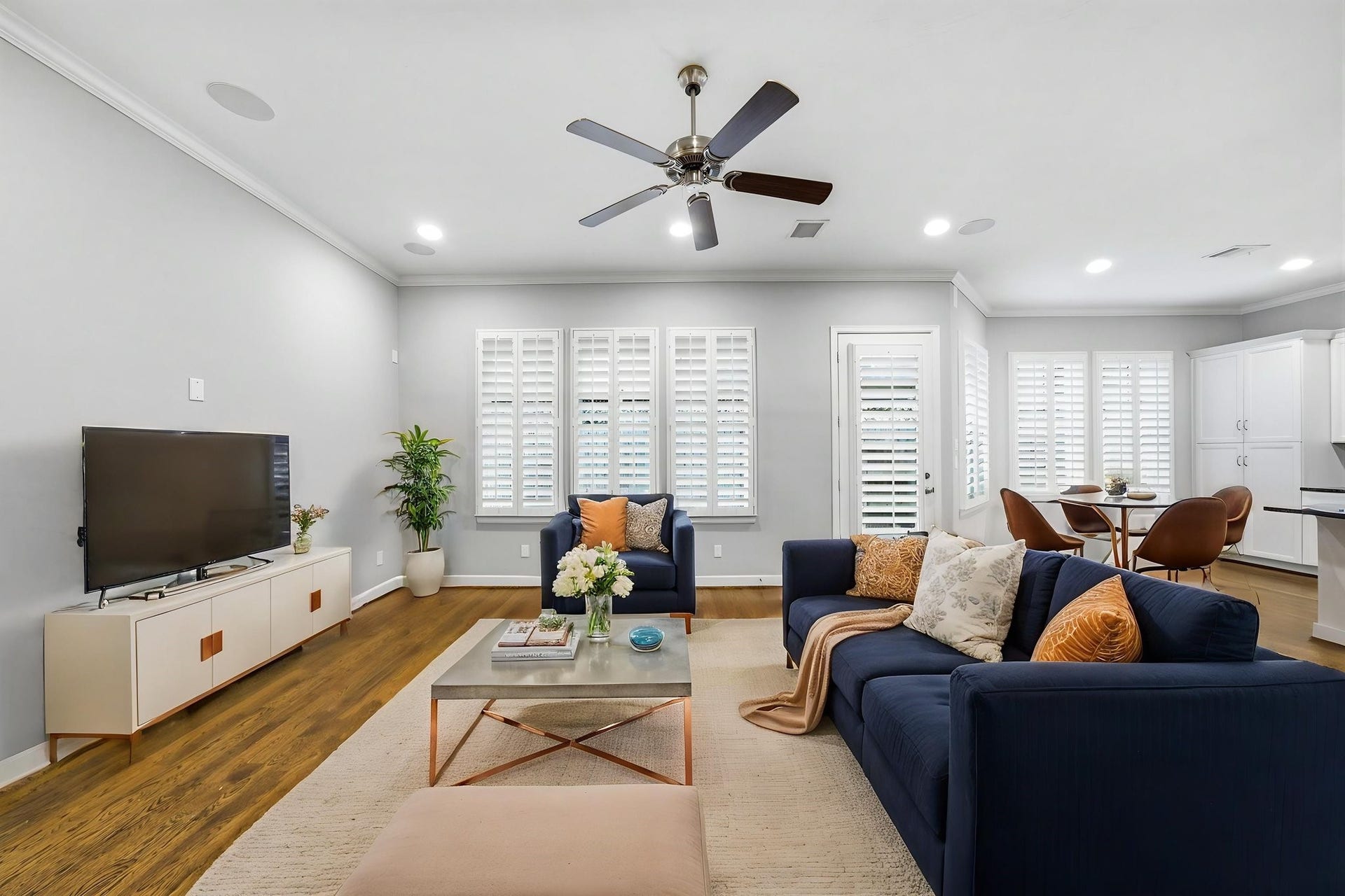 4926 Ella Boulevard, Houston, TX 77018 Living room virtually staged.