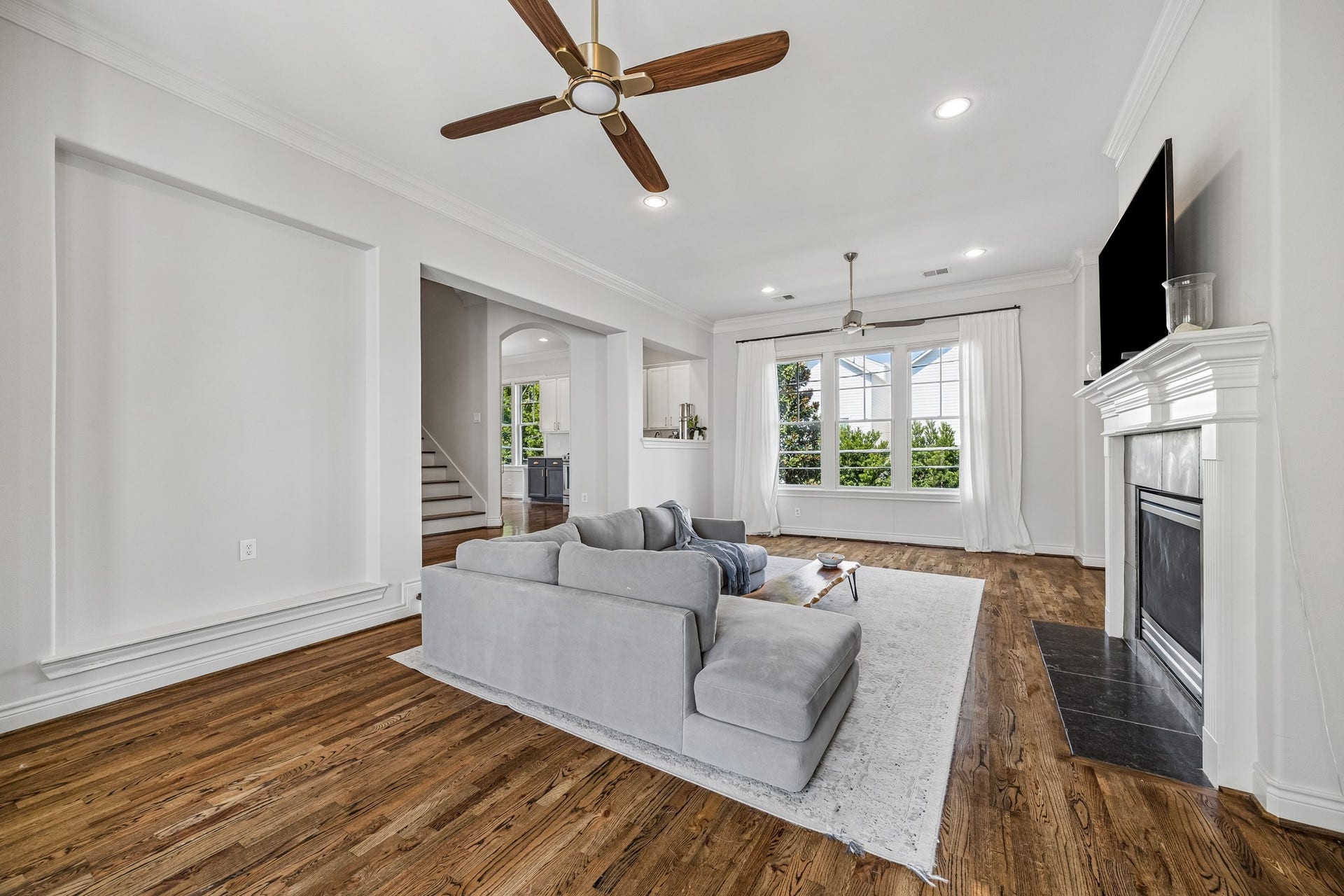 This space offers so many options for entertaining: living / dining or TV and gameroom.