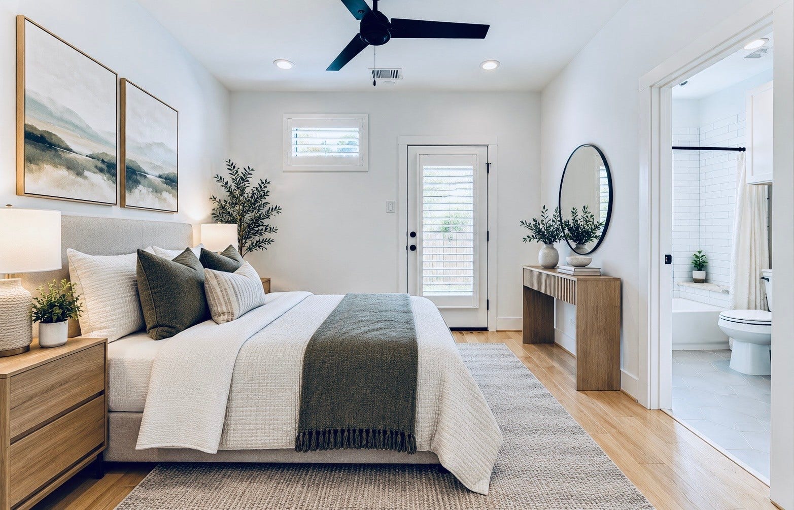 10910 Fire Creek Drive, Houston, TX 77043 First floor bedroom/office with it's own full bathroom. (photo staged)