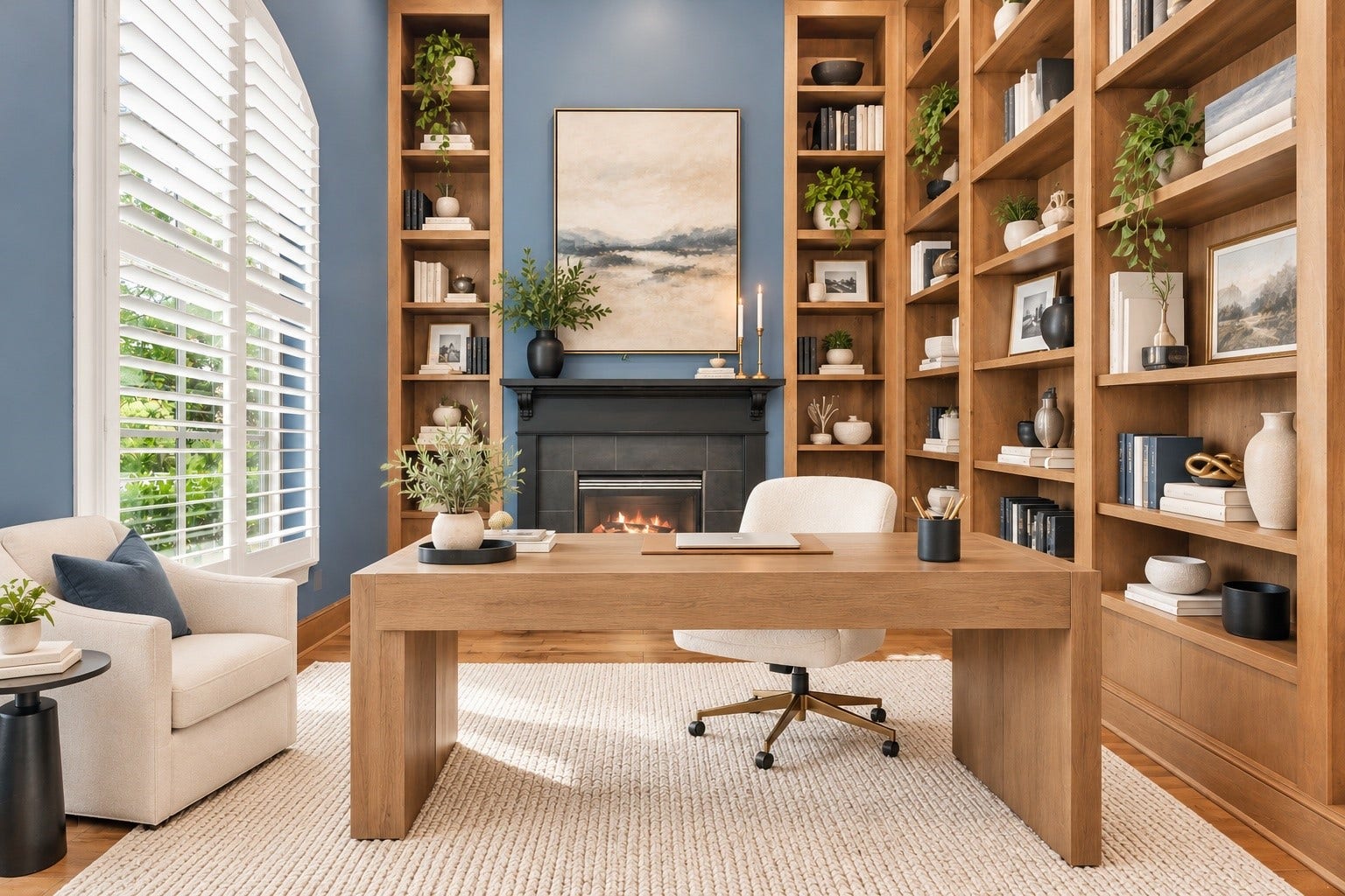 Just to the left of the entry, you'll find a lovely private study, perfect for working from home, catching up on reading, or enjoying a quiet moment. *Virtually Staged