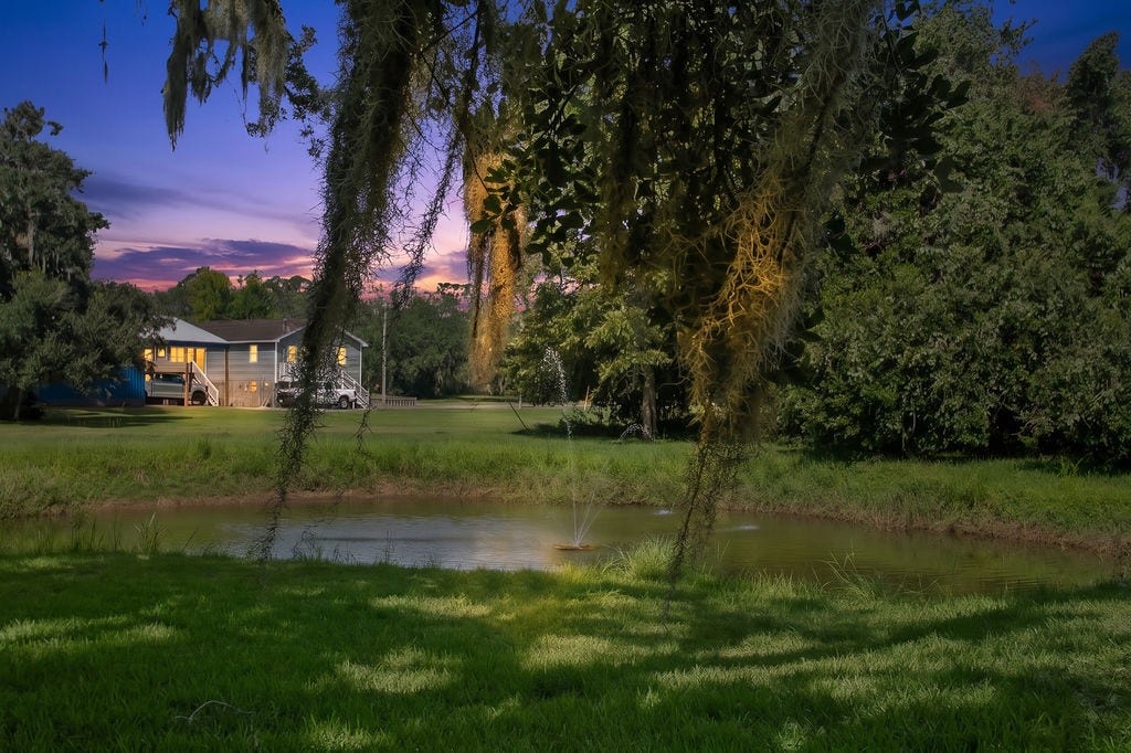 Beautiful pond with aeration