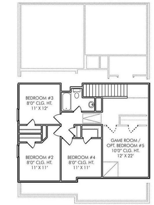 32922 Ruthie Dean Drive, Fulshear, TX 77423 Upstairs layout showing three secondary bedrooms, a full bathroom, and the game room. Refer to the plan for approximate dimensions.
