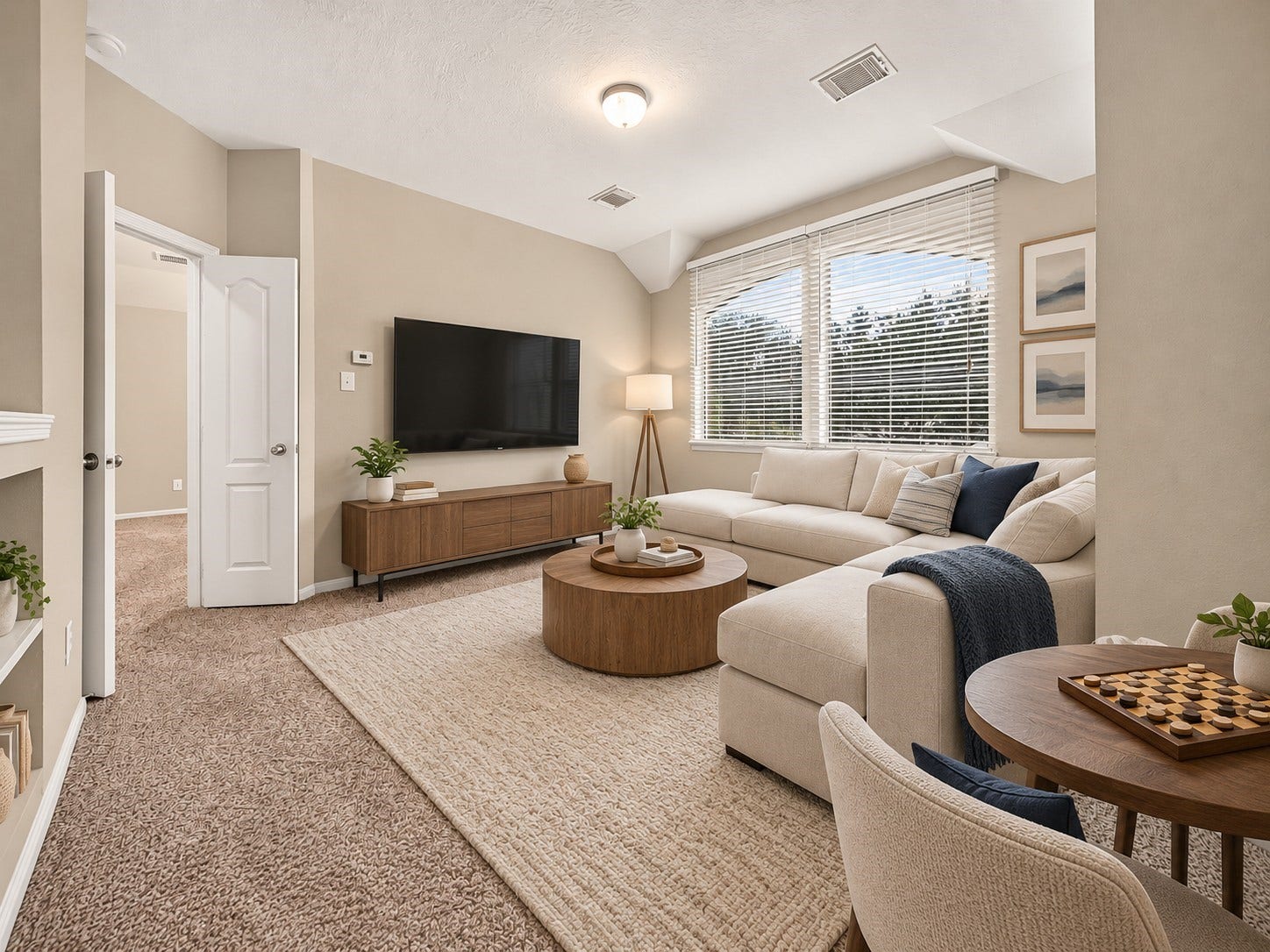 21834 Canton Pass Lane, Katy, TX 77450 The large window with blinds brings in plenty of natural light. Double doors provide direct access to the primary suite, creating a convenient connection while keeping the spaces distinct. **Virtually Staged**