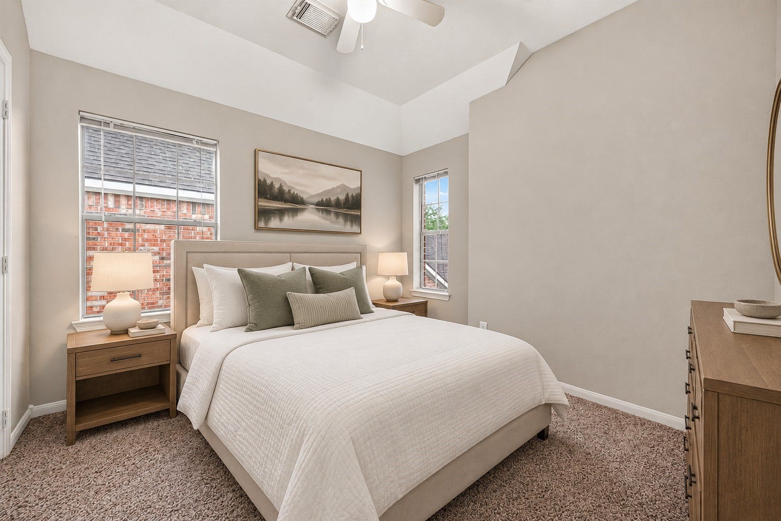 21834 Canton Pass Lane, Katy, TX 77450 The second guest bedroom features two windows that bring in plenty of natural light, creating a bright and welcoming space. Plush carpet adds warmth and comfort underfoot. **Virtually Staged**